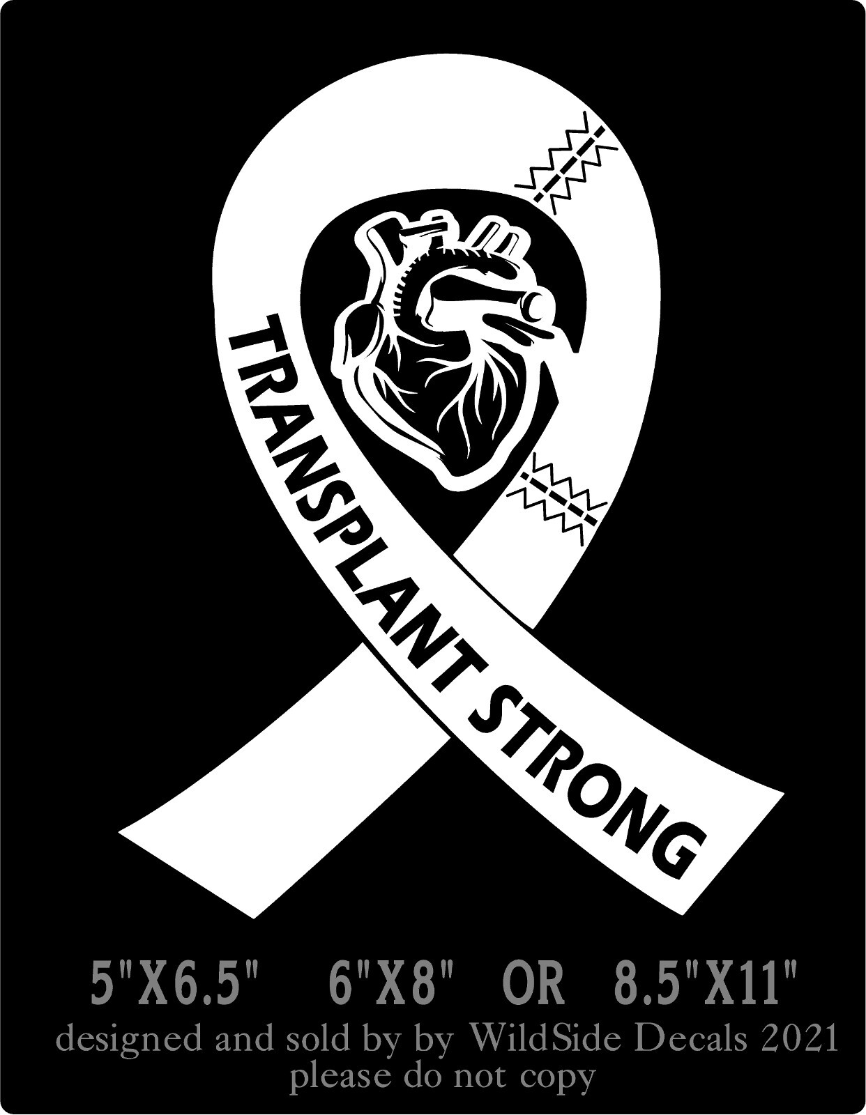 Heart Transplant Strong Decal Memorial Ribbon Vinyl Car Truck Laptop Sticker
