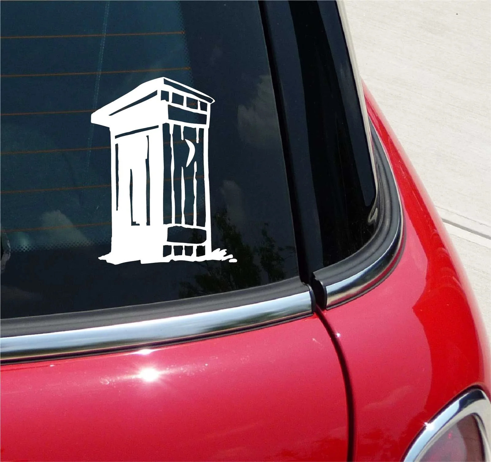 OLD OUTHOUSE PRIVY BATHROOM GRAPHIC DECAL STICKER ART CAR WALL DECOR