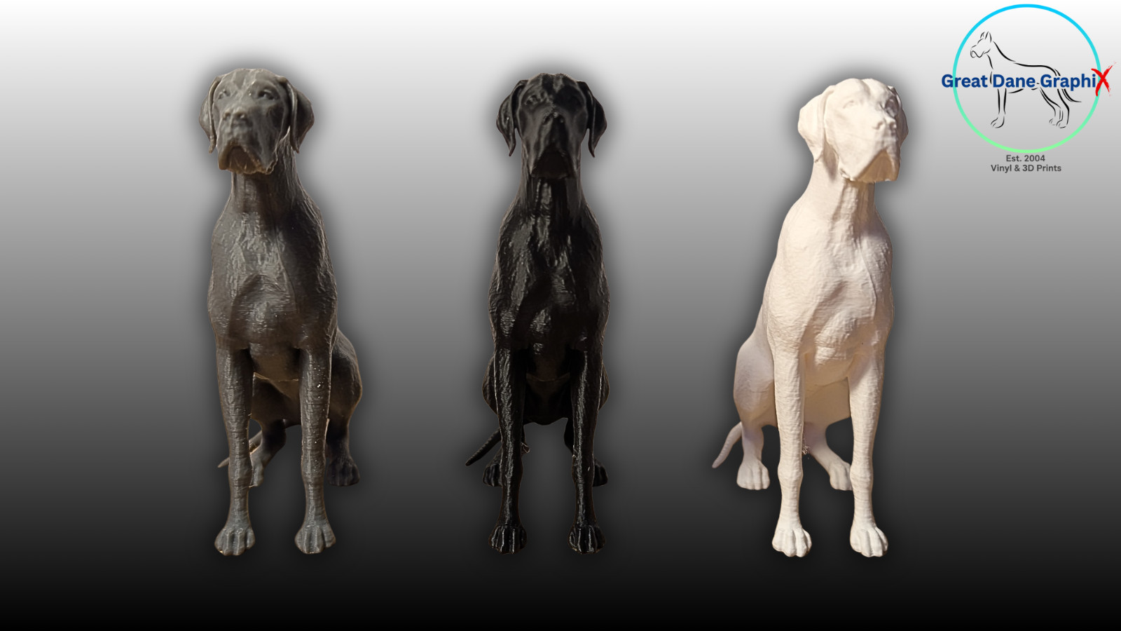 Great Dane Figure & Decal Set – 3D Printed – Paintable DIY Dog Art Combo Set