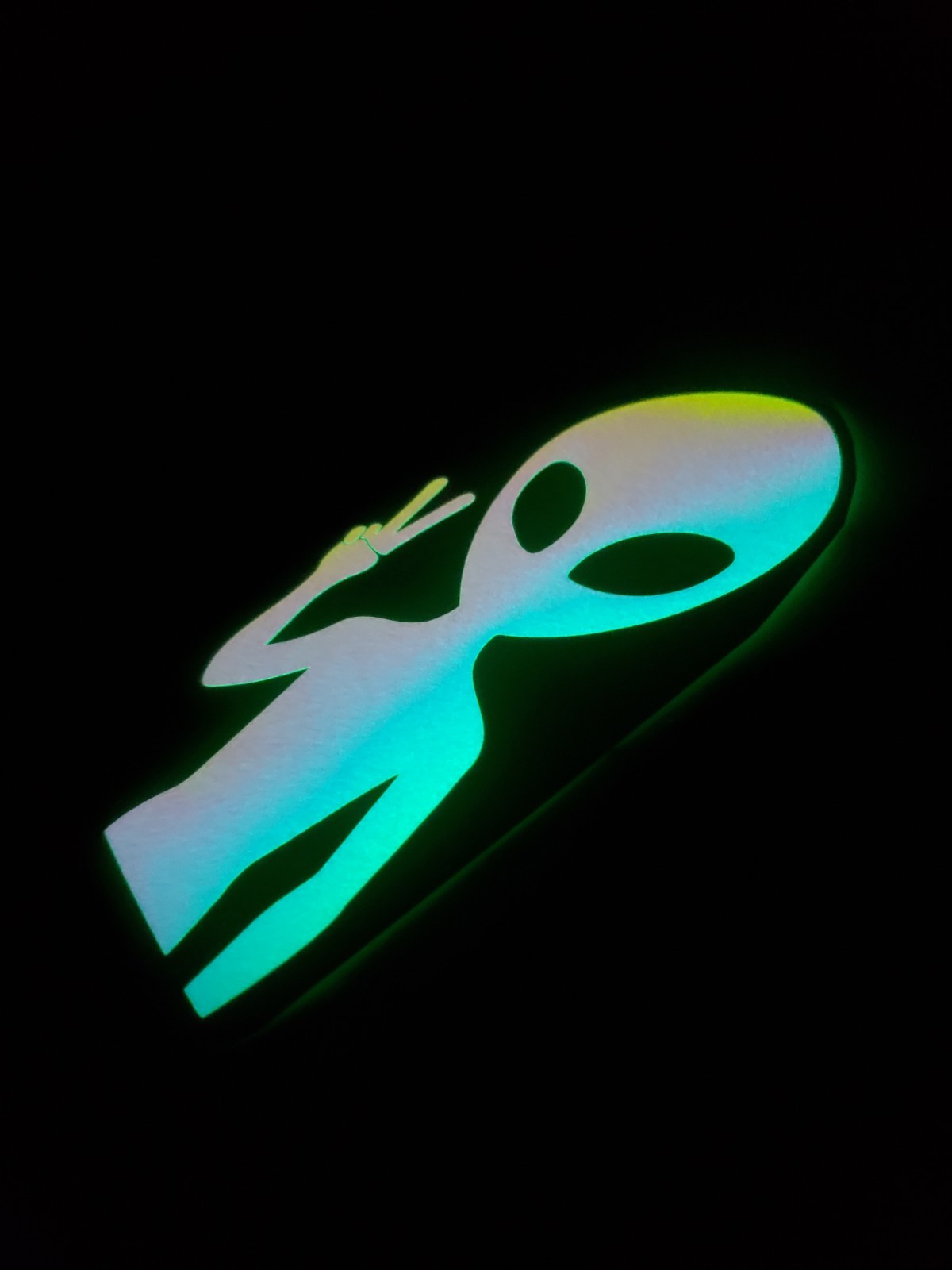 Glow In The Dark Vinyl Decal Deuces Peace Sign Alien Medium Size Lit Studios New