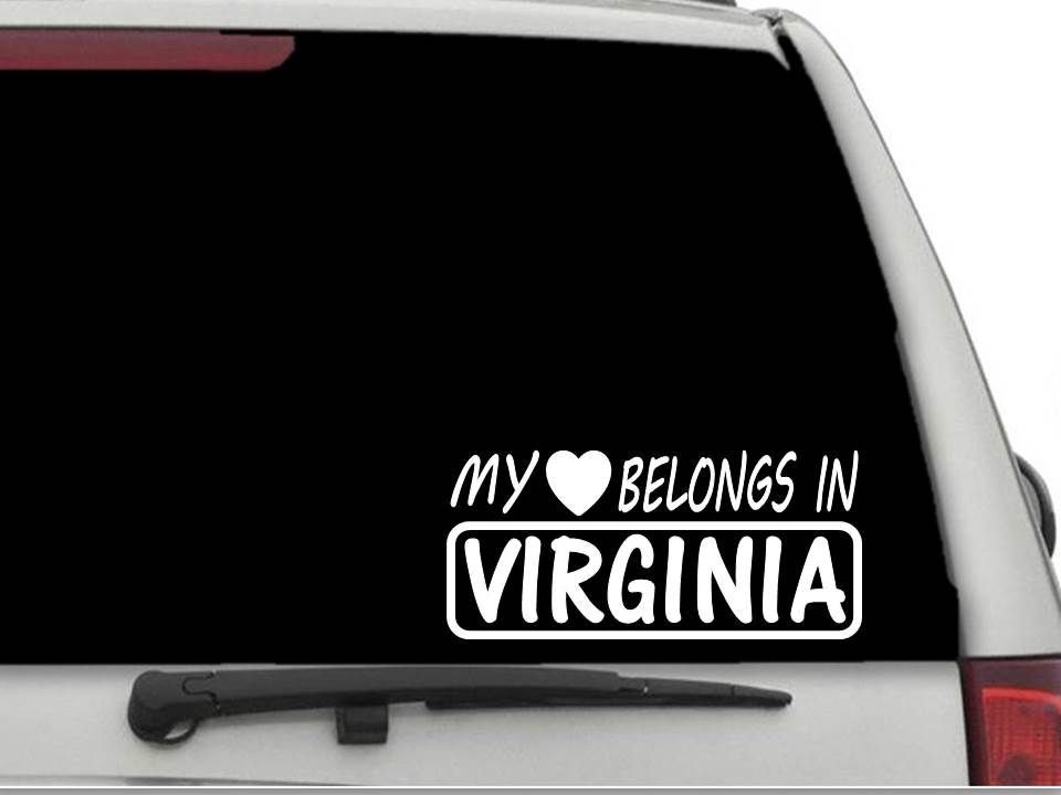 MY HEART BELONGS IN VIRGINIA Decal Sticker CW5005