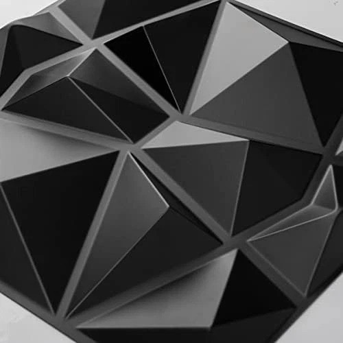 Decorative 3D Wall Panels in Diamond Design, 12"X12" Matt Black for Home and Off