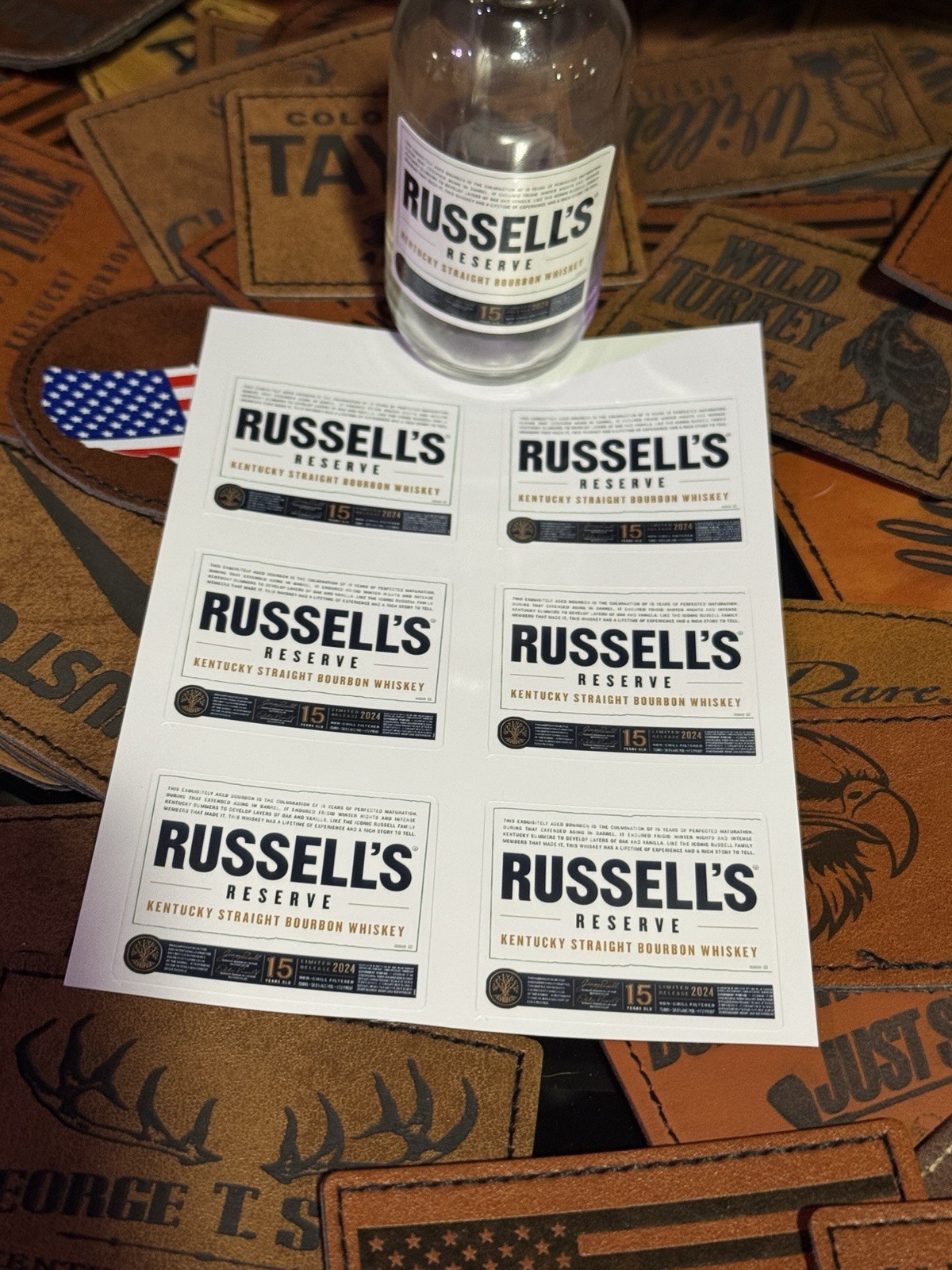 Russell’s Reserve 15 Year – Mini Taster Bottle Labels – Full Set Of 6 Labels