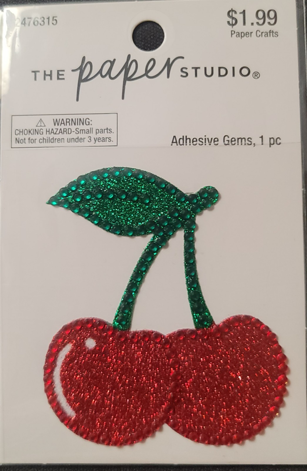CHERRY STICKER "GEMS CHERRY" 2 X 2 1/8" SPARKLE