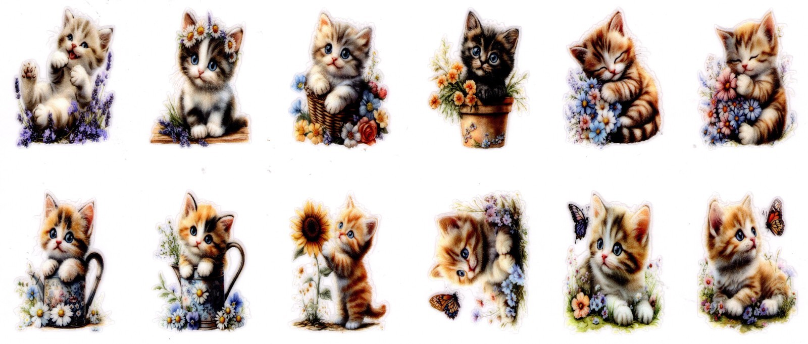 5 Sheets Cats, Dogs, Cows UV DTF Stickers for Keychains, Coasters, etc – 05