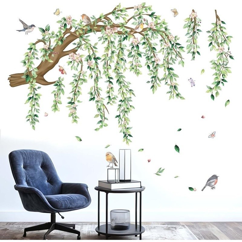 Birds Floral Wall Stickers Removable Waterproof Self Adhesive Home Decor 4 Pack