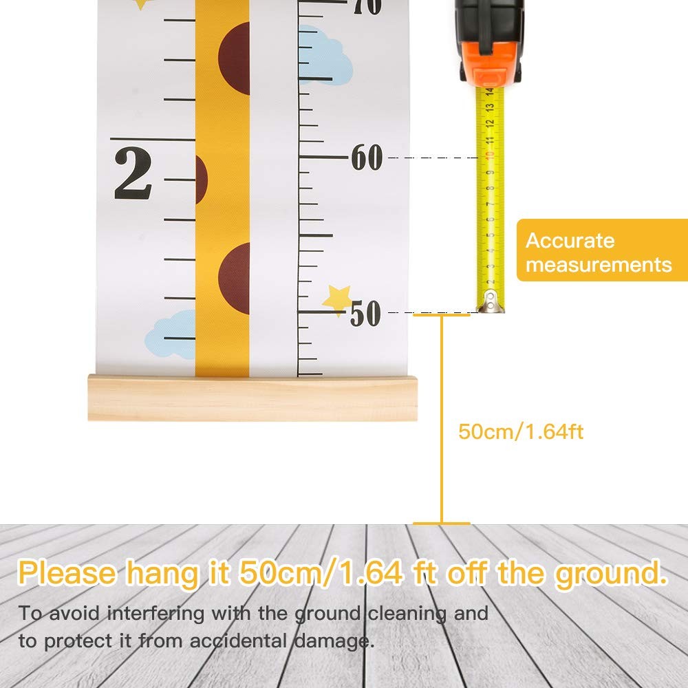 Baby Height Growth Chart, Canvas Chart 64×7.9 Inch (Pack of 1), Yellow