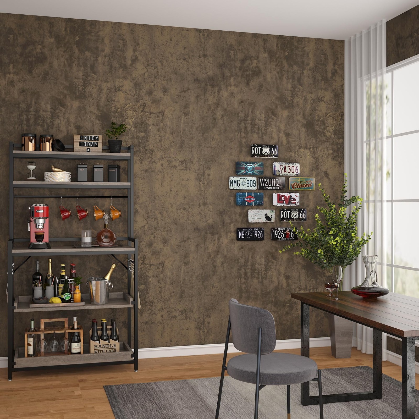 32x315inch Dark Brown Concrete Cement Wallpaper Peel and Stick Tan Countertop…