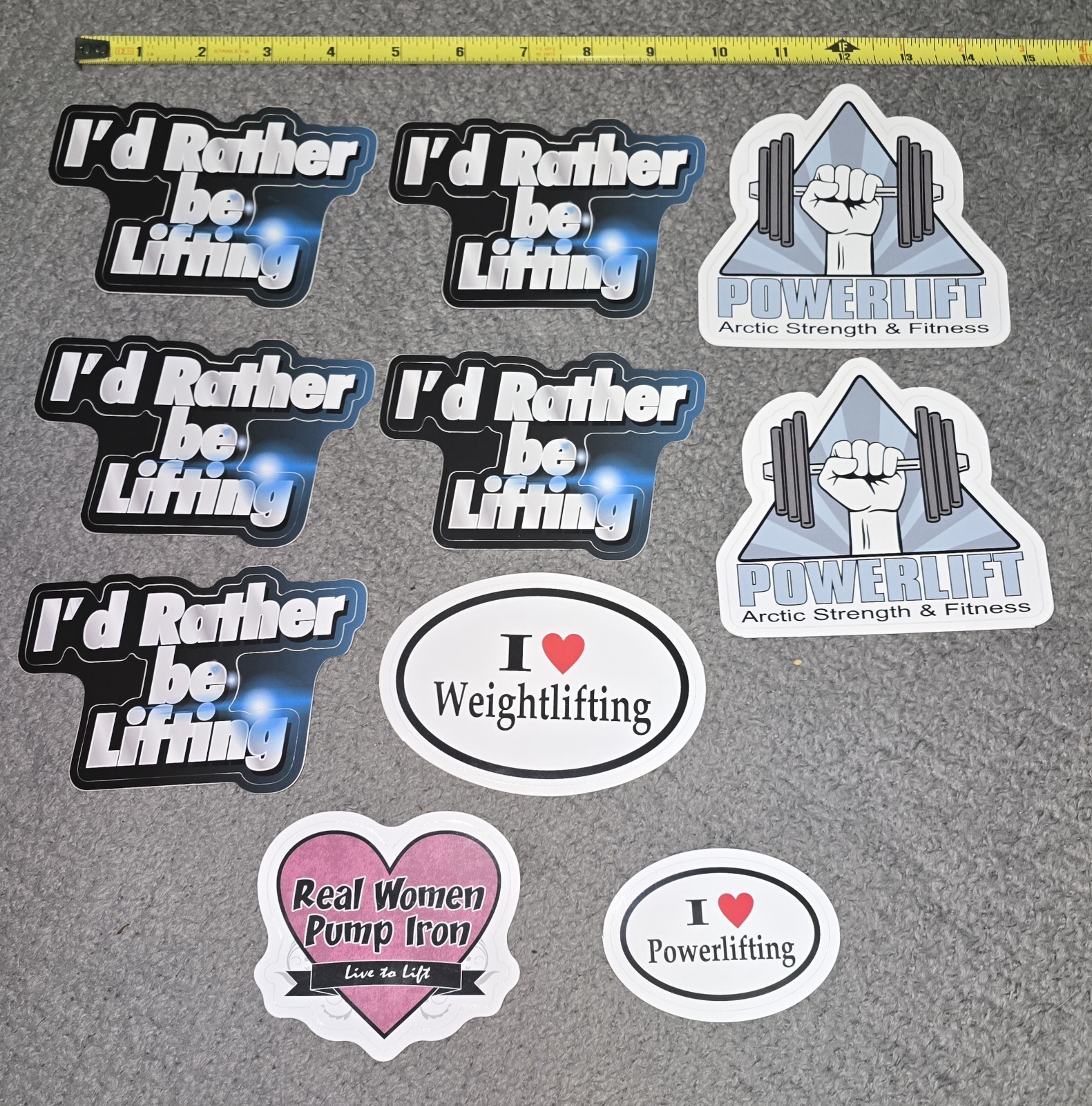 10x Sticker Decal Lot = Weight Power Lifting Triathlon Woman Gym Boxing Vinyl