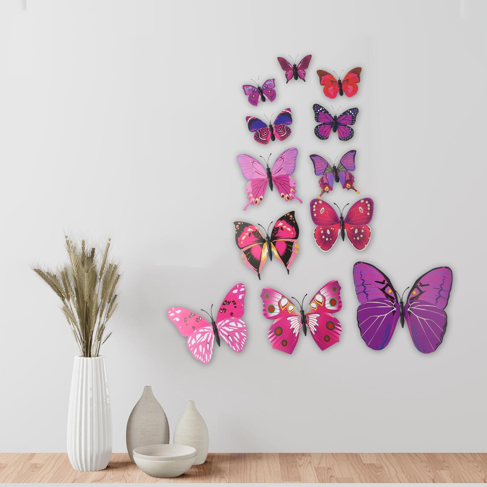 Whimsical 3D Butterfly Wall Art 12pcs Set for Living Room and Bedroom Decor