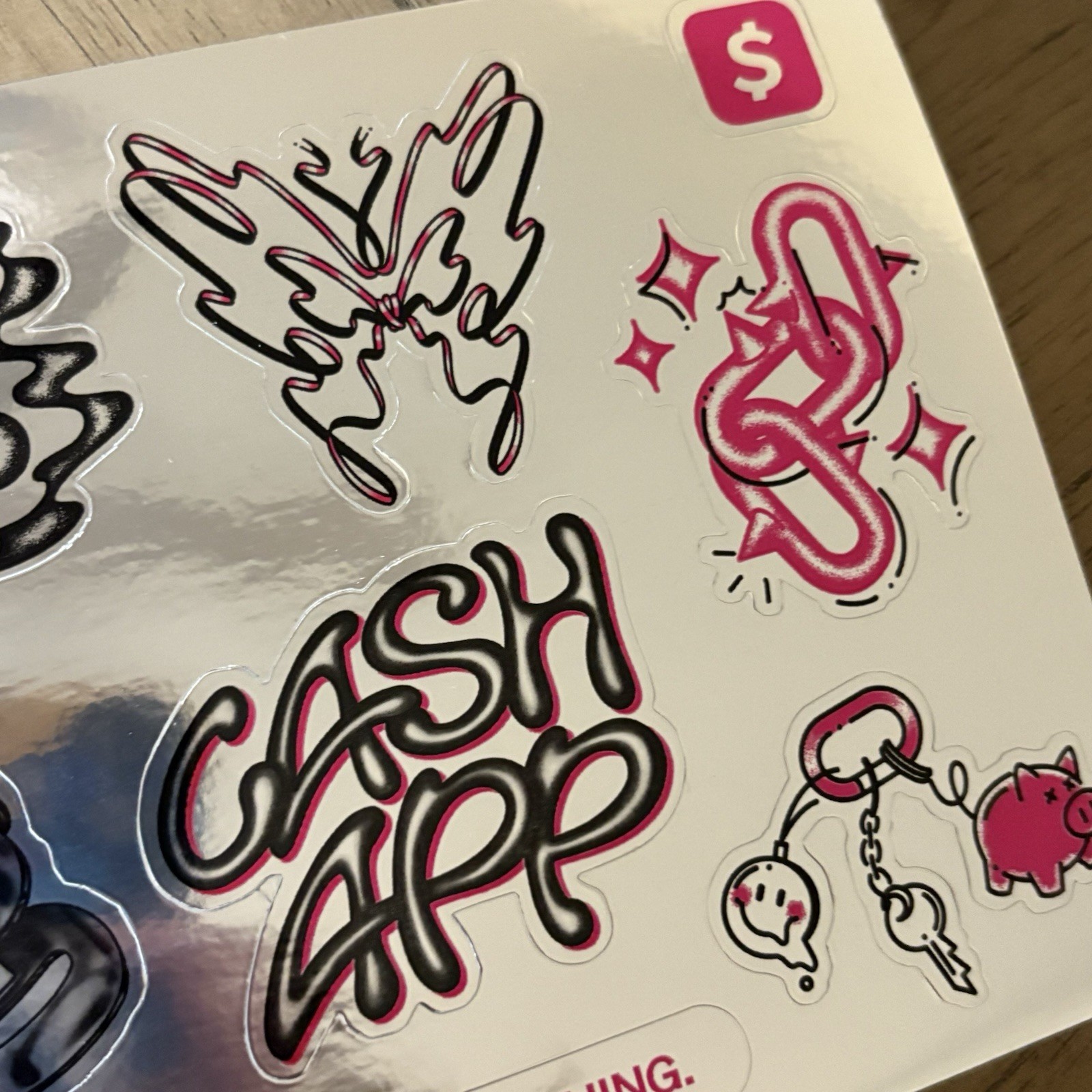 Cash App Debit Card Sticker Decals Sheet Pink Holographic Set 5.5” x 8.5”