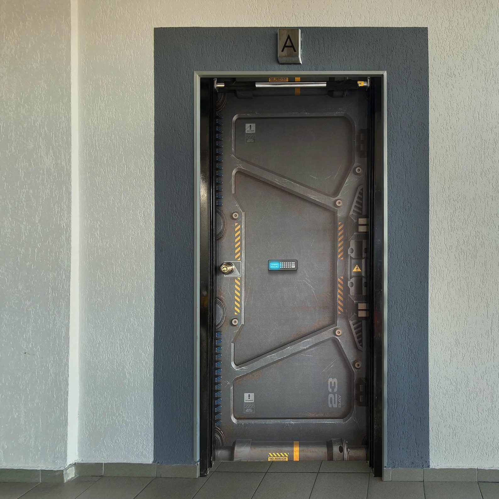 Door Wrap – Futuristic, Sci Fi Gate, Self-adhesive Laminated Mural. 1 piece