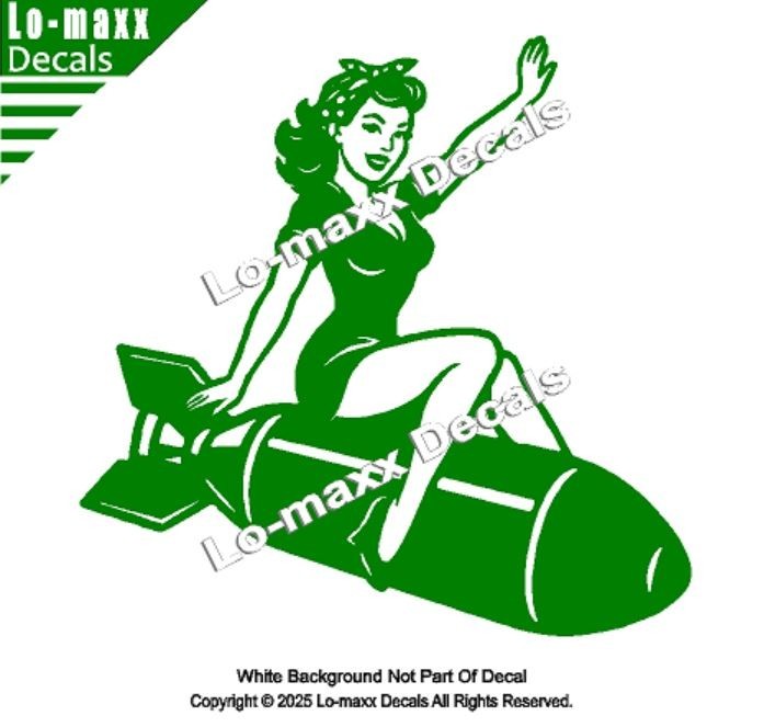 WW II Hot Sexy Girl Bomb Nose Art Decal Die Cut Vinyl Sticker Multi Size/Color