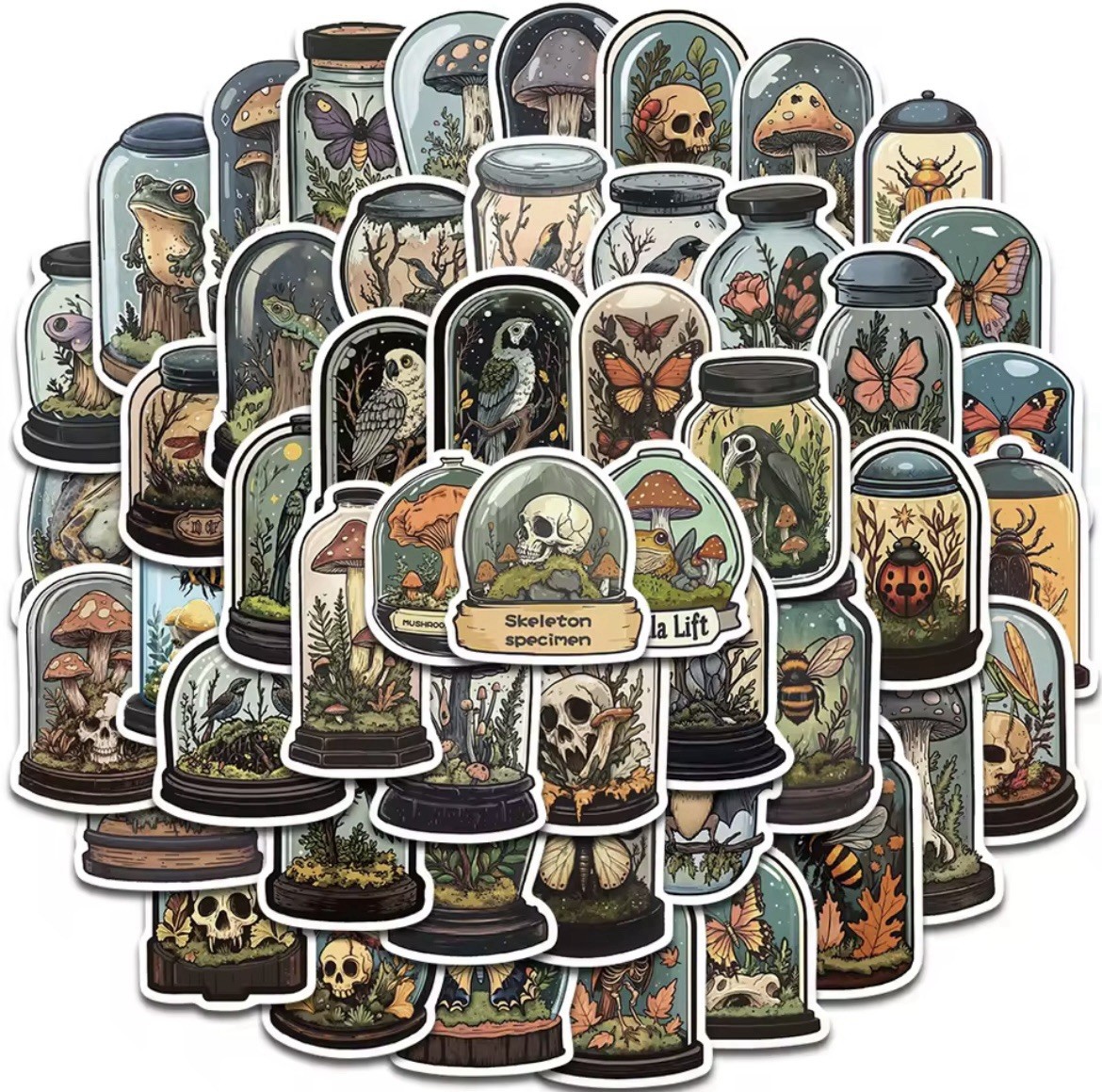 Gothic Specimen Jar Style Stickers 50pc Gothic Aesthetic Stickers FREE SHIPPING