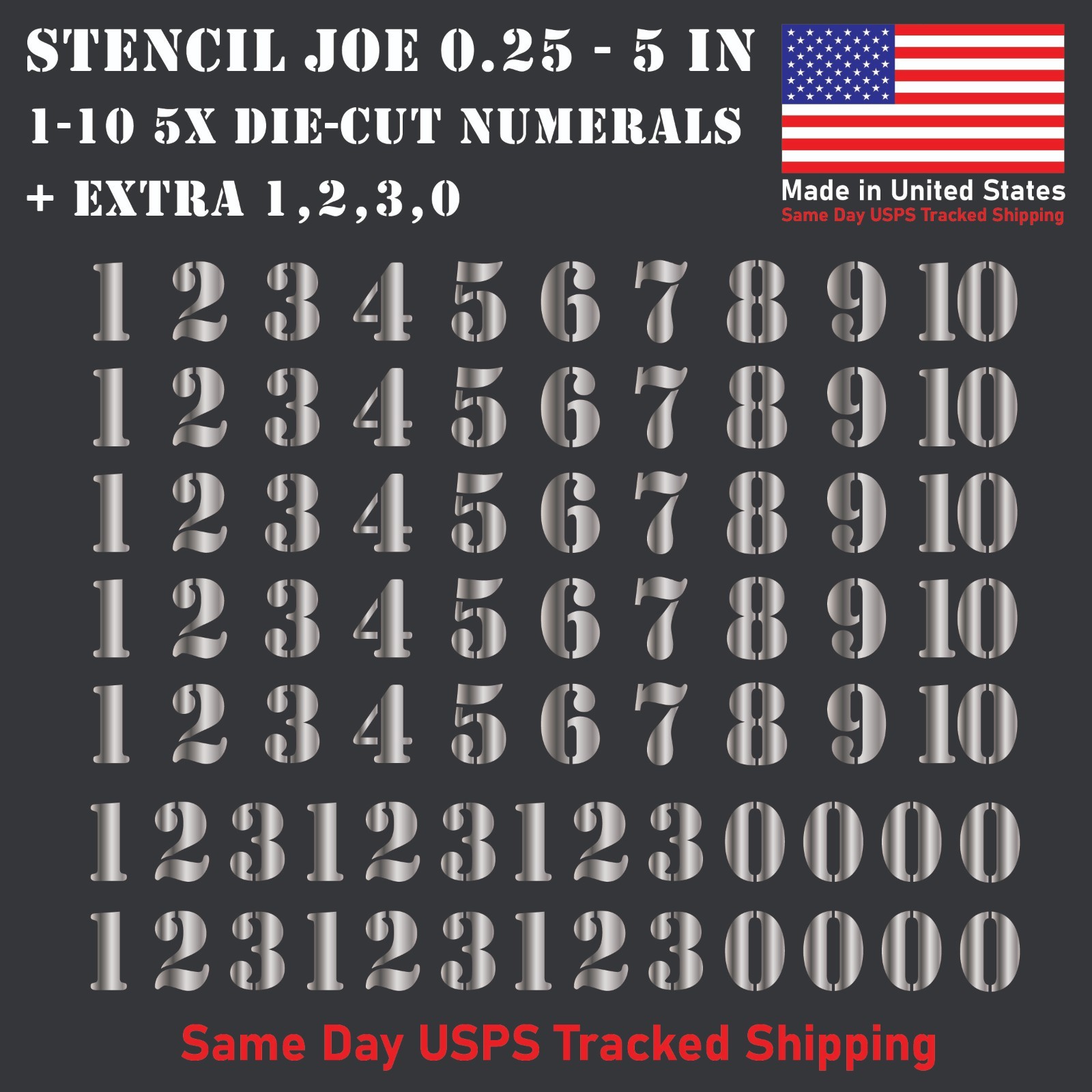 1-10 5x+ Stencil Joe Outdoor Vinyl Decal Numbers for Mailbox Door Address Locker