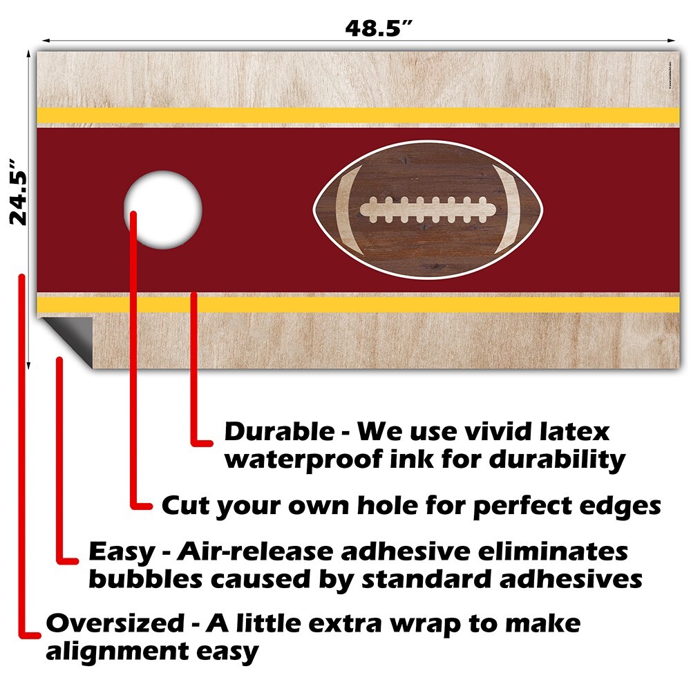Red &Yellow Minneapolis–Saint Paul, Minnesota Football Tailgating Cornhole Decal