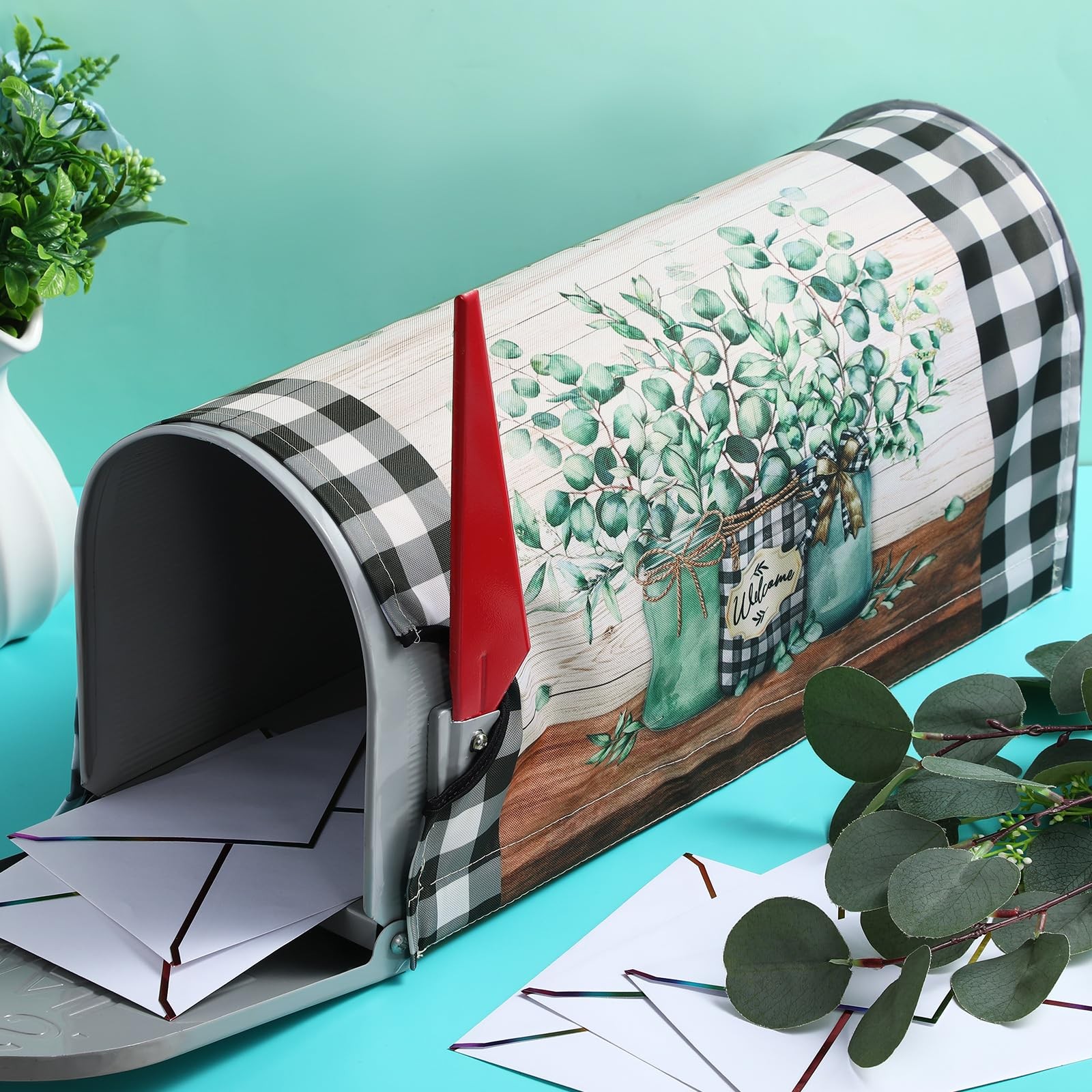 Tiamon Summer Eucalyptus Jar Mailbox Covers Magnetic As Shown in the Figure