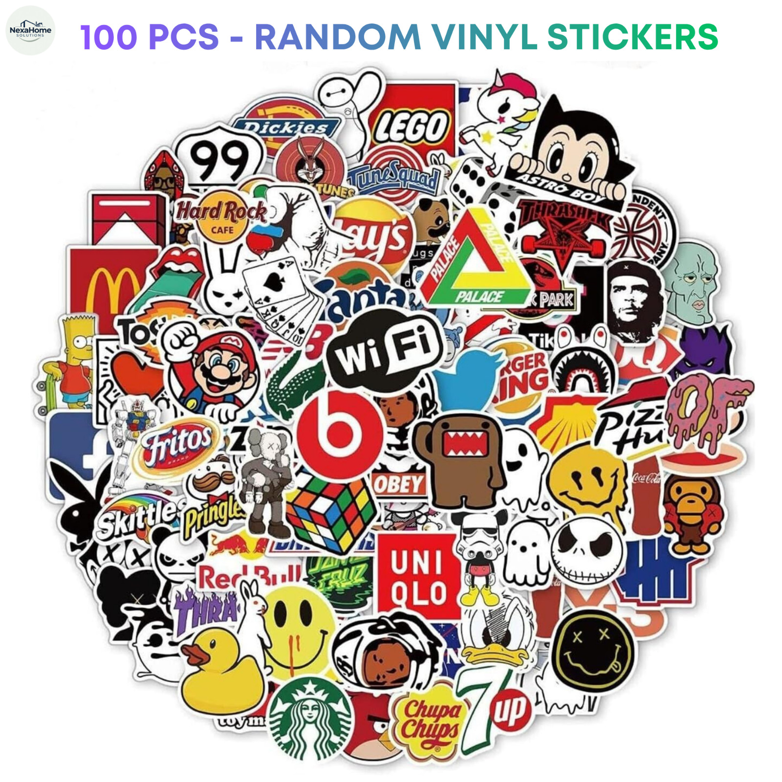 100PCS Waterproof Vinyl Sticker Pack Random Cute Funny Decals for Bottles Laptop