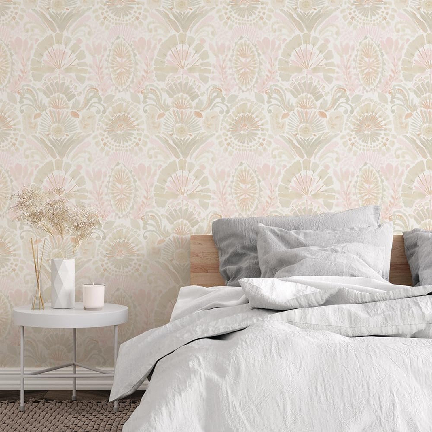 Tempaper Pink Bohemia Damask Removable Peel and Stick Boho Wallpaper, 20.5 in…