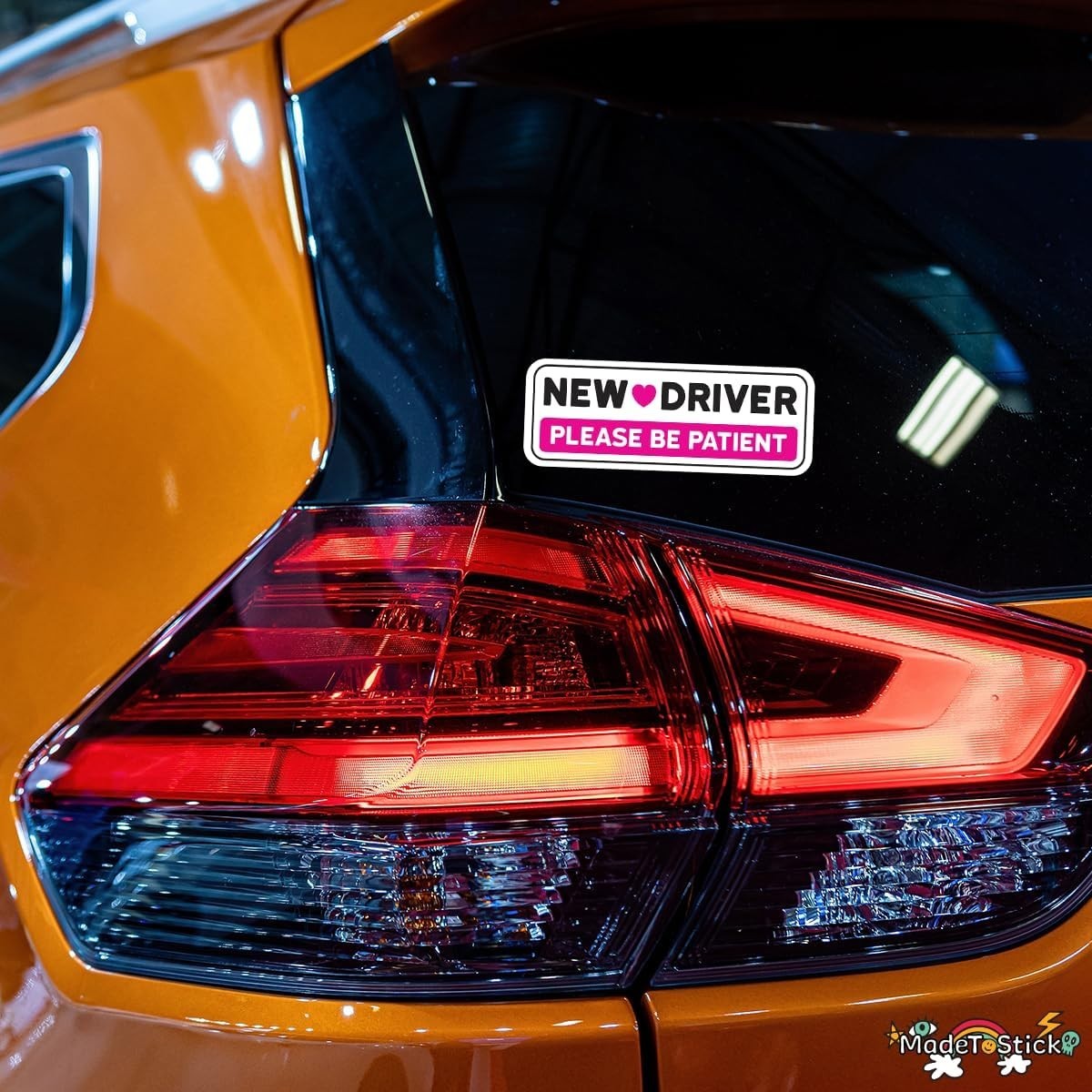 Pink New Student Driver Please Be Patient 2-Pack Vinyl Car Bumper Decal 2.8"x7.5