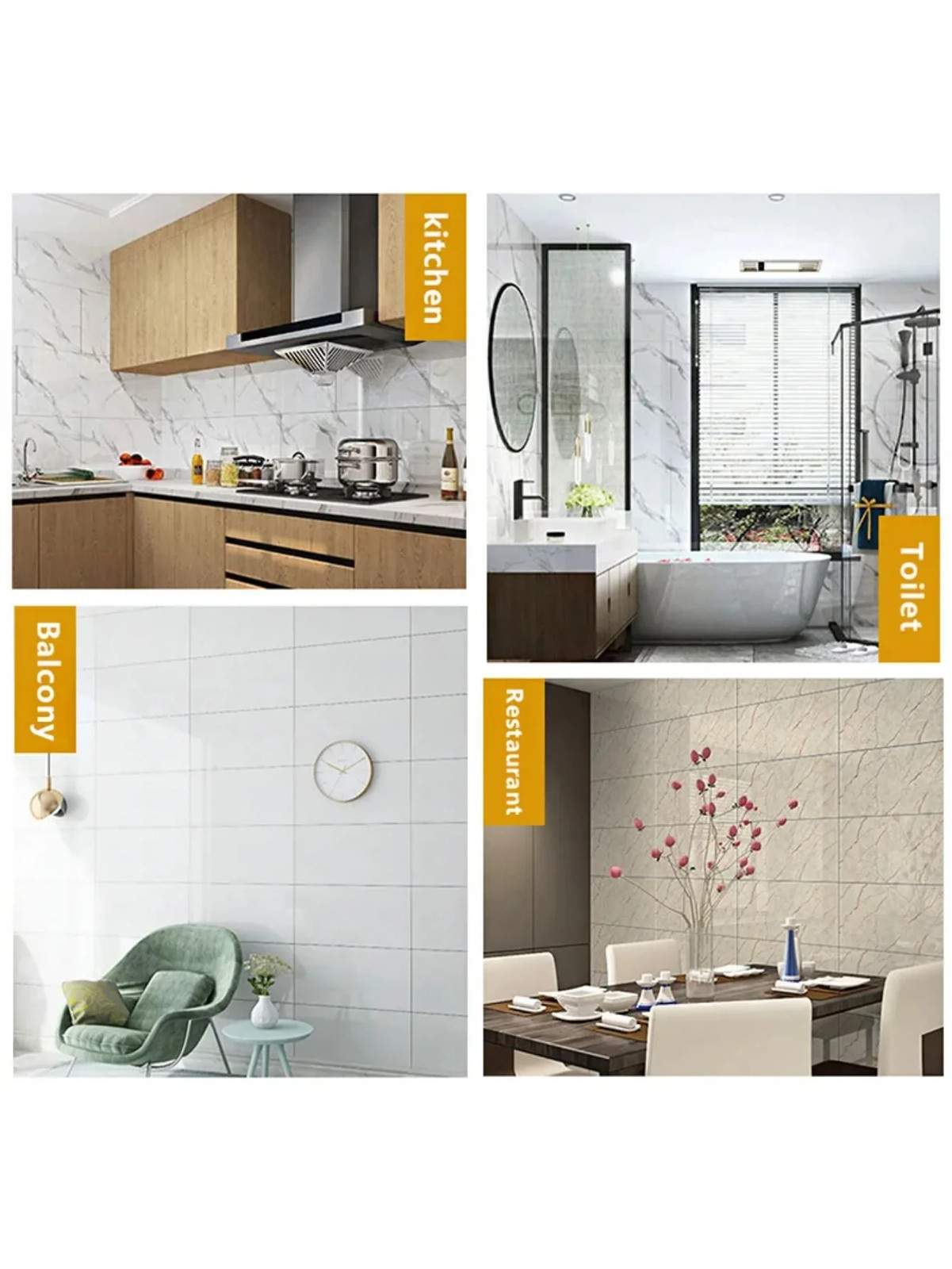 10-Pack Self-Adhesive Marble Tile Stickers – Waterproof 30X60Cm PVC Peel-And-Sti