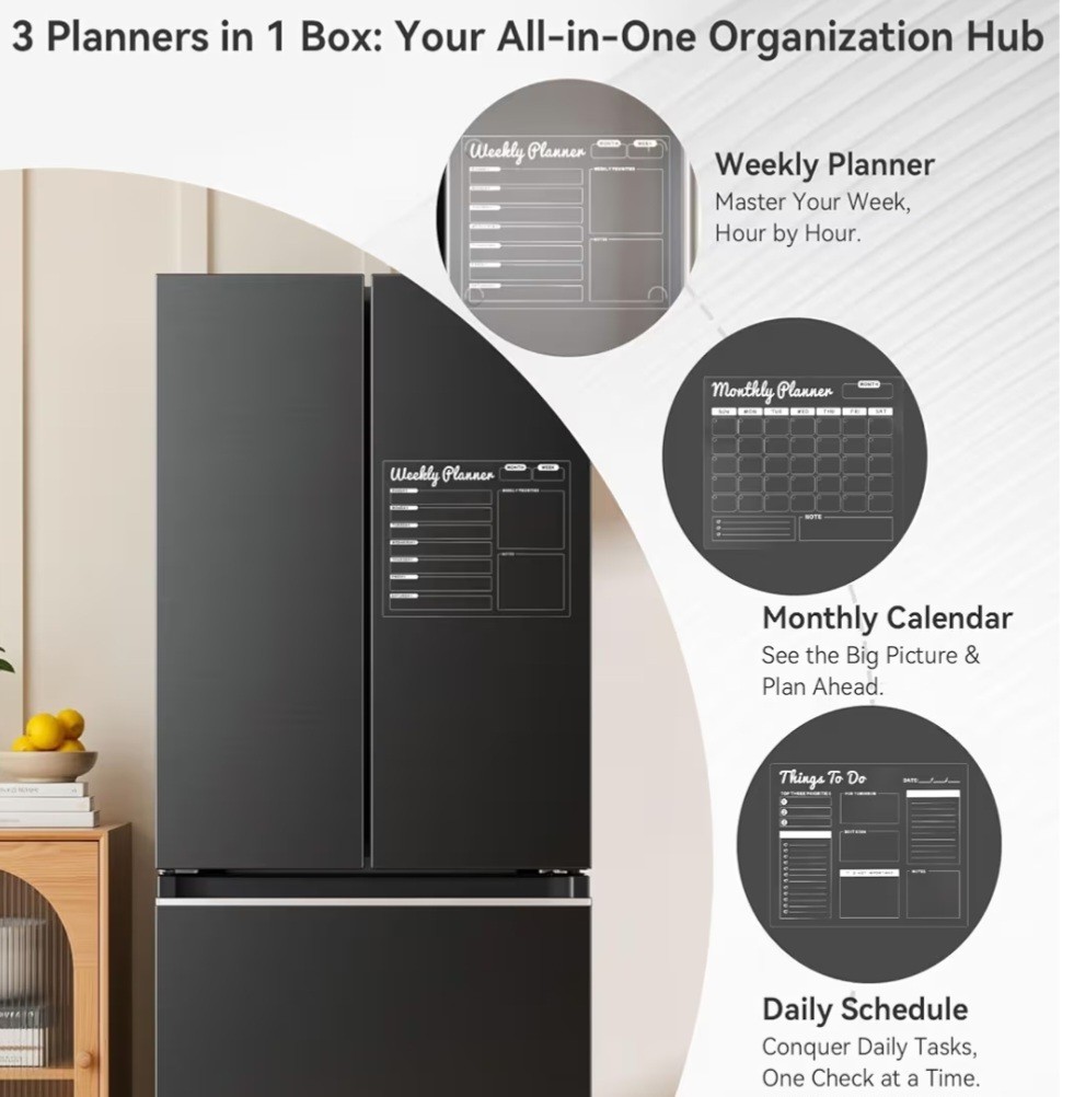 Weekly Monthly Vinyl Planner Decal Kit – Reusable for Fridge, Wall, Glass