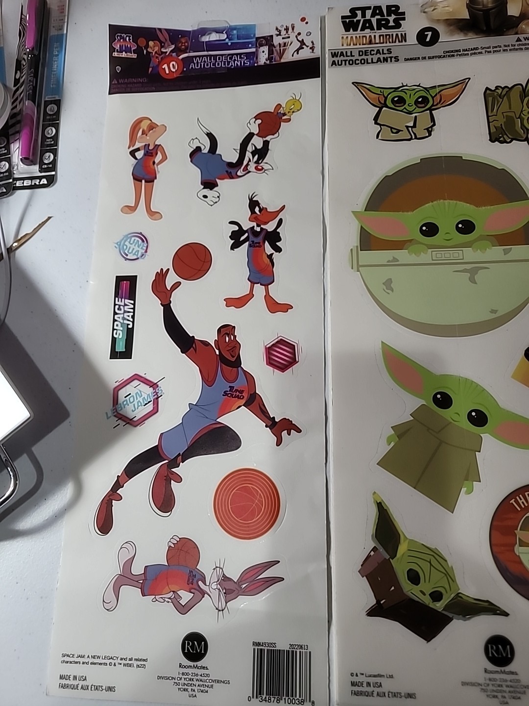 26pc SHARK , Star Wars & Space Jam WALL STICKERS Room DECALS Removable