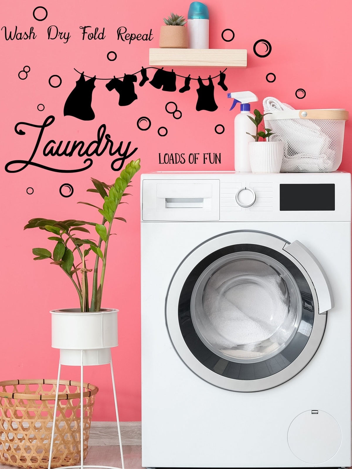 1pc Laundry Room Wall Sticker Wall Art Decor Wall Decals Removable DIY