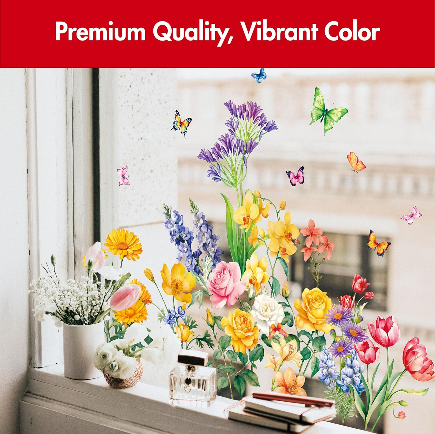 113 PCS Flower Wall Decals, Self-Adhesive Vinyl Wall Stickers, Wildflower, Butte