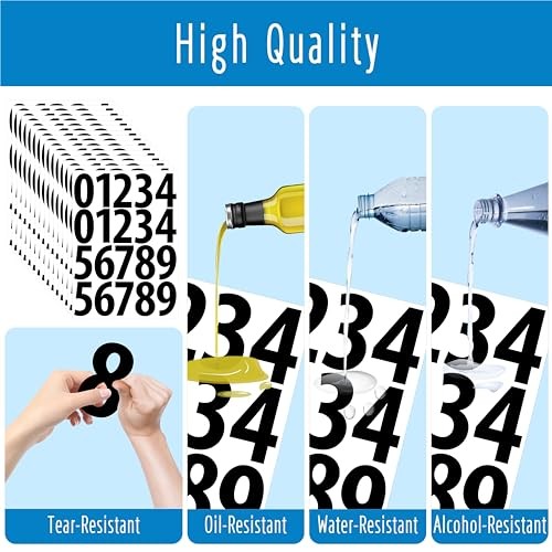 300 PCS Number Stickers Waterproof Vinyl Number Stickers Self-Adhesive 3" Black