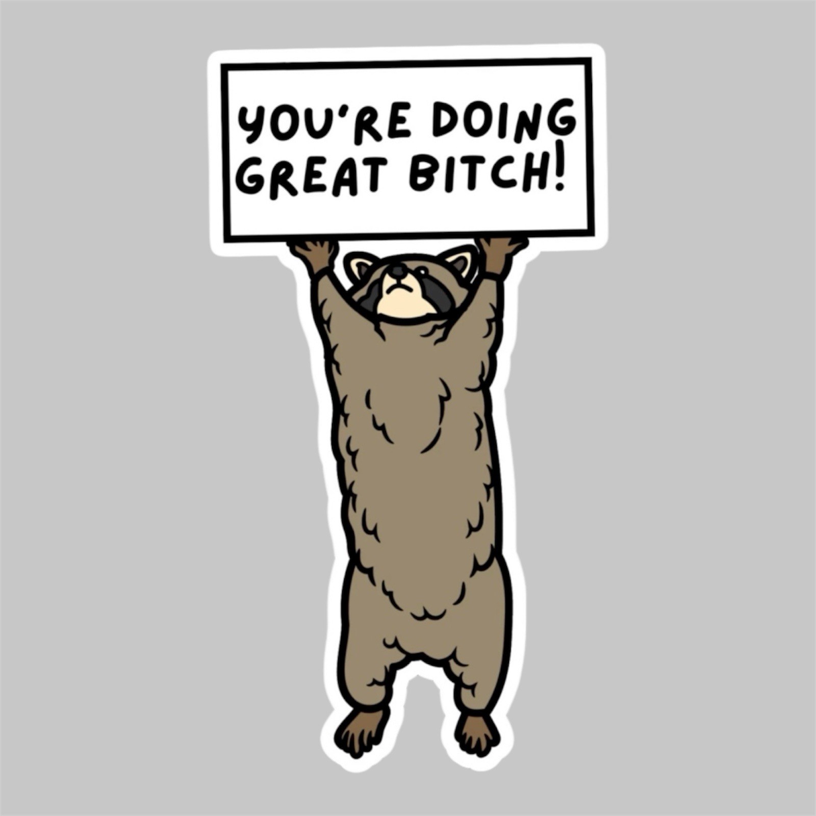 RACCOON YOU’RE DOING GREAT BITCH! Sign 4” INCH VINYL WATERPROOF STICKER DECAL