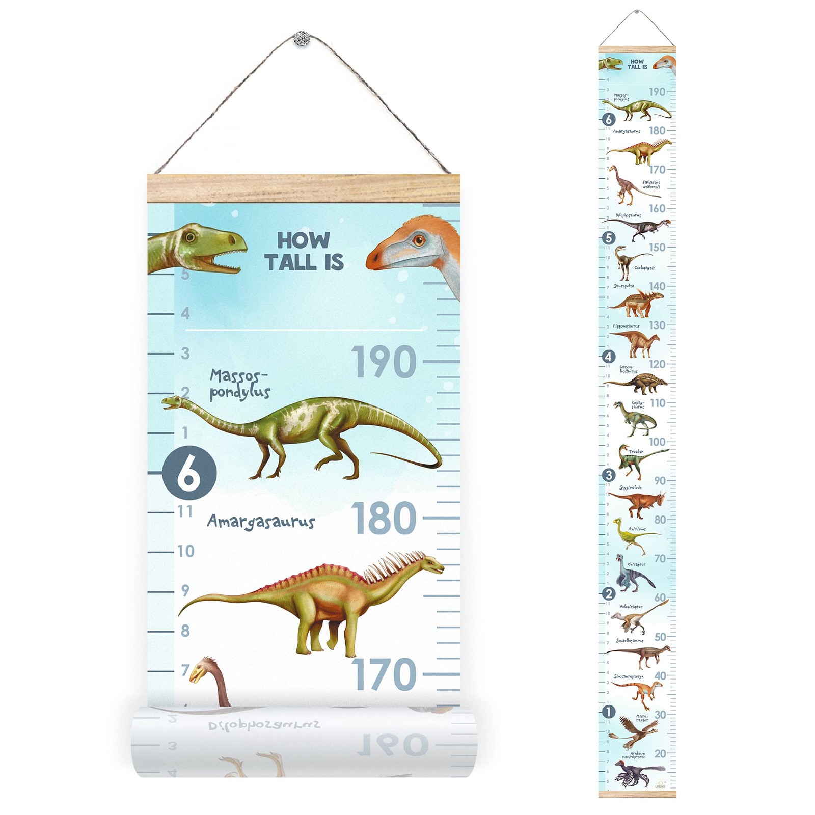 LIFELIKO Personalised Growth Chart for Dinosaur 1 Count (Pack of 1), Blue