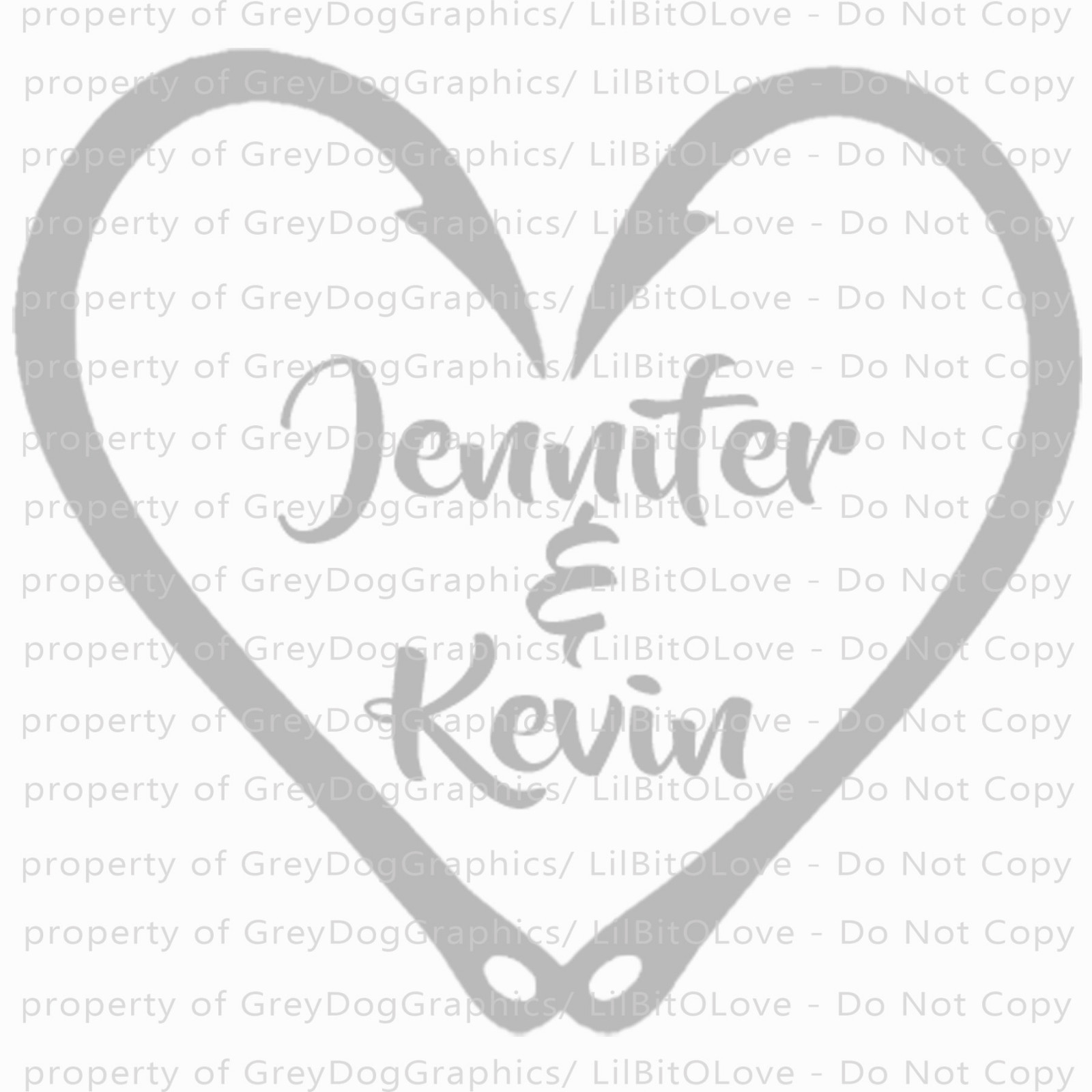 Custom Fish Hook Heart Personalized with Couple's Names Vinyl Decal Sticker