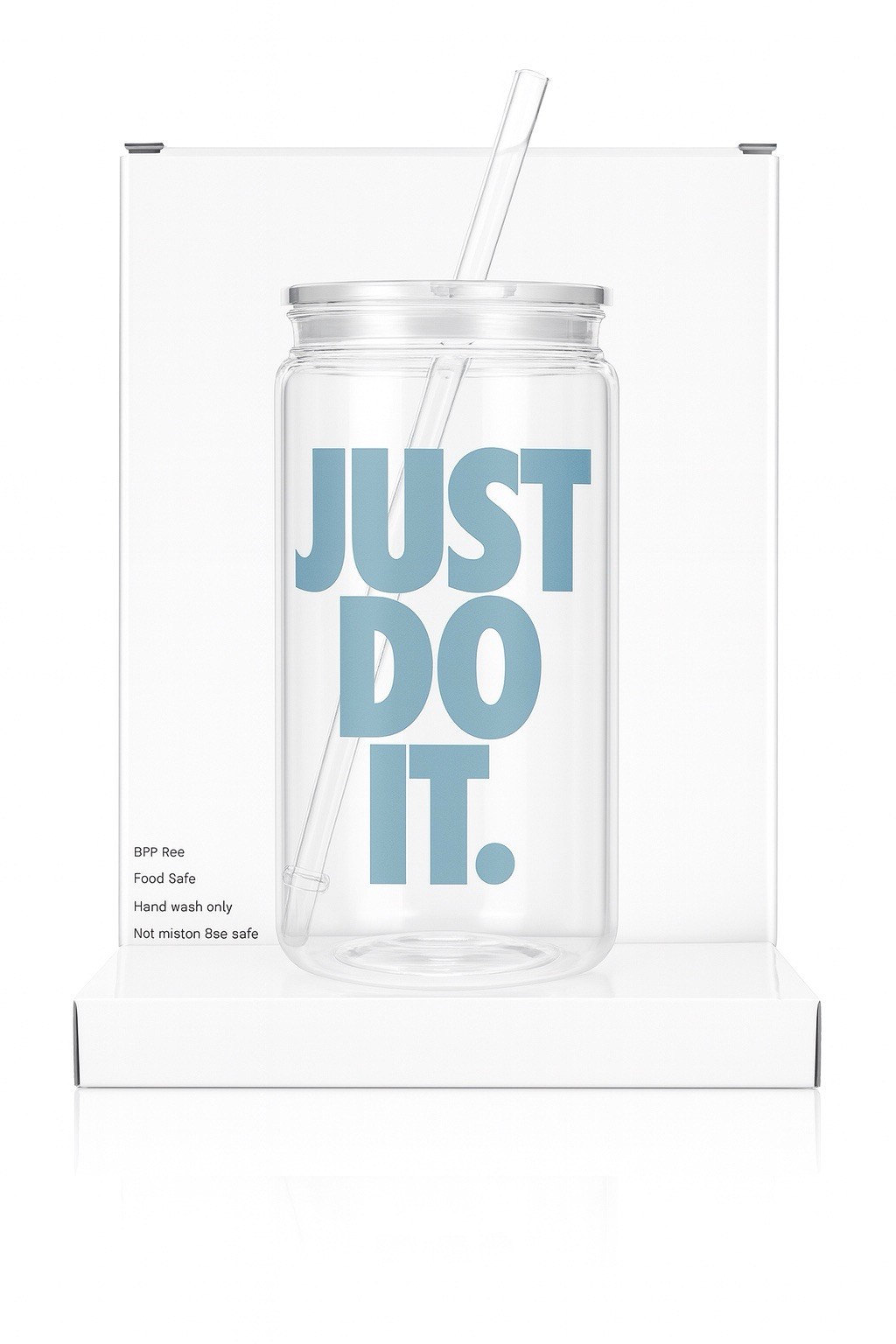 Custom 19oz Clear Cup w/ Sporty Black & Blue Vinyl Decals + Acrylic Keychain