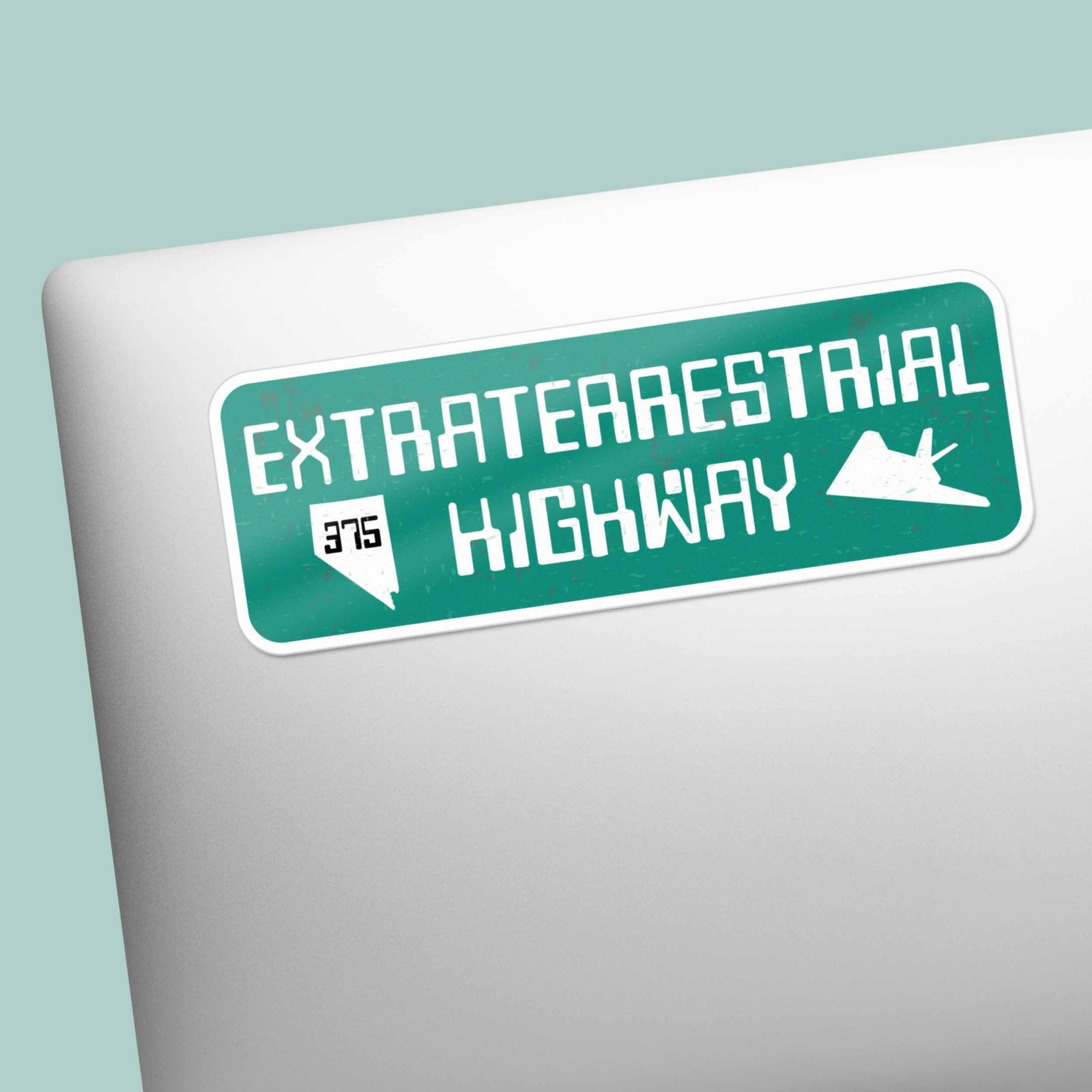 Extraterrestrial Highway Sign Sticker – Funny Nevada Route 375 Decal for Laptop