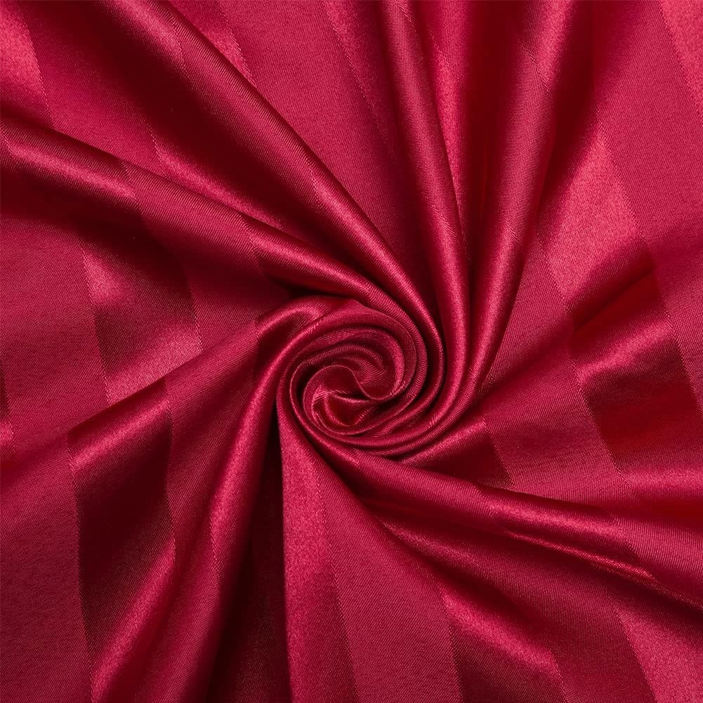6 Piece Satin Italian Style Bed Sheet Set Deep Pocket Stripes Super Sof…
