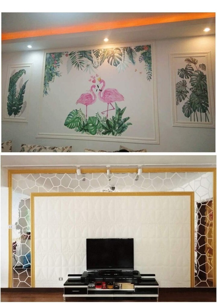 Cozylkx 90"X 3" Self Adhesive Flexible Foam Molding Trim, 3D Sticky Decorative