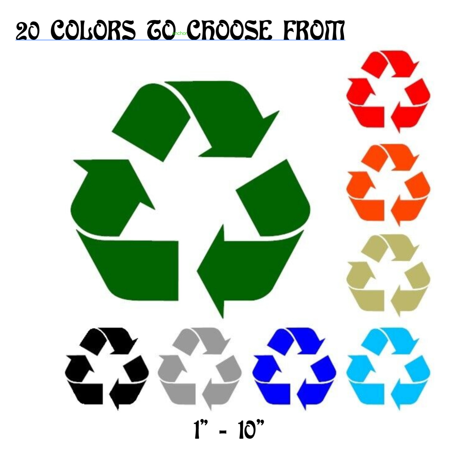 Recycle Sticker Vinyl Decal – Reuse Renew Symbol Trash Work Bin Can Home Window!
