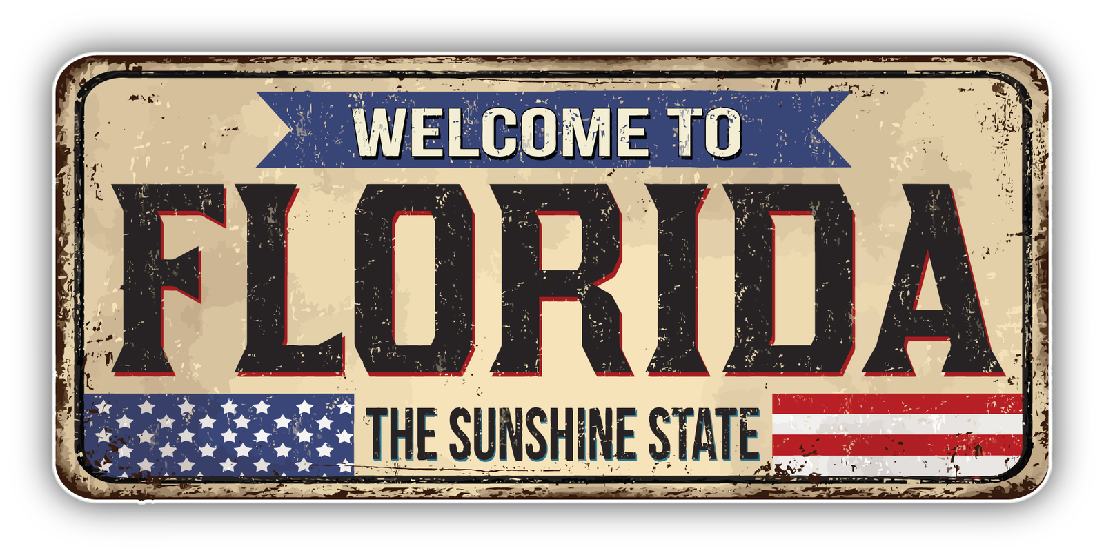 Florida USA State Grunge Retro Vinyl Sticker Decal