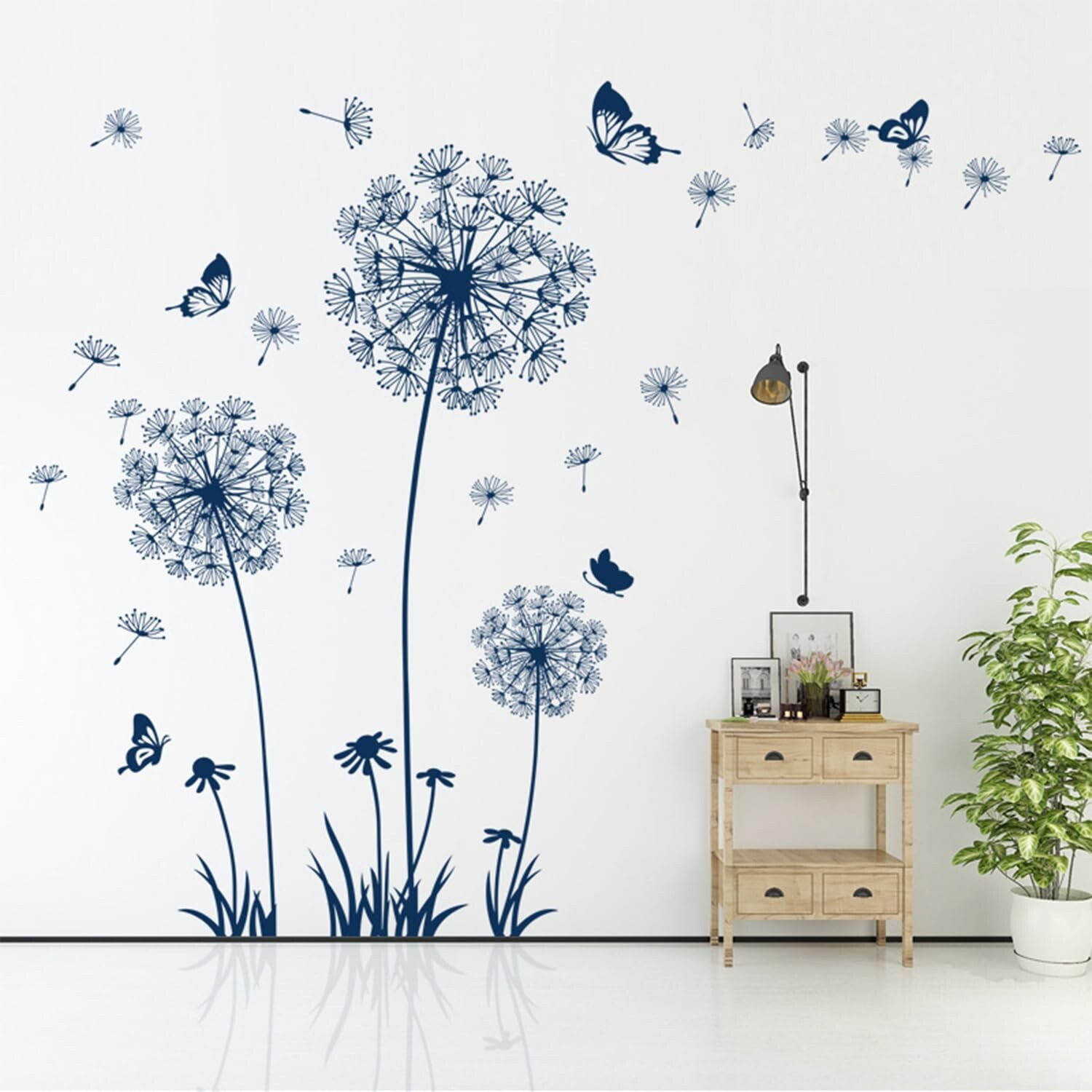 Dandelion Wall Decals Peel and Stick Dandelion Wall Stickers Blue Large Flora…