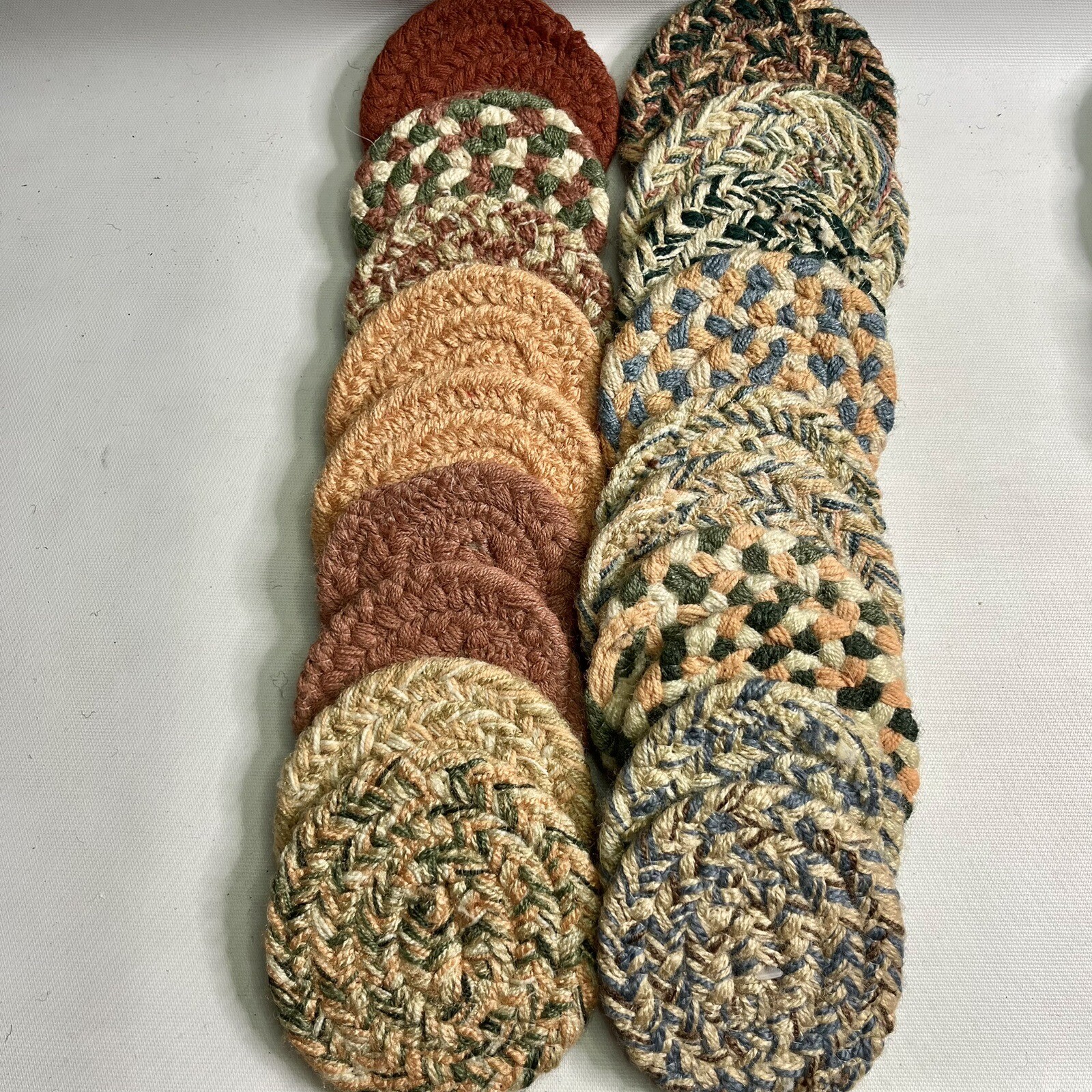 Braided Jute Coaster Rug Lot Hand Made – Mixed Lot Of 38