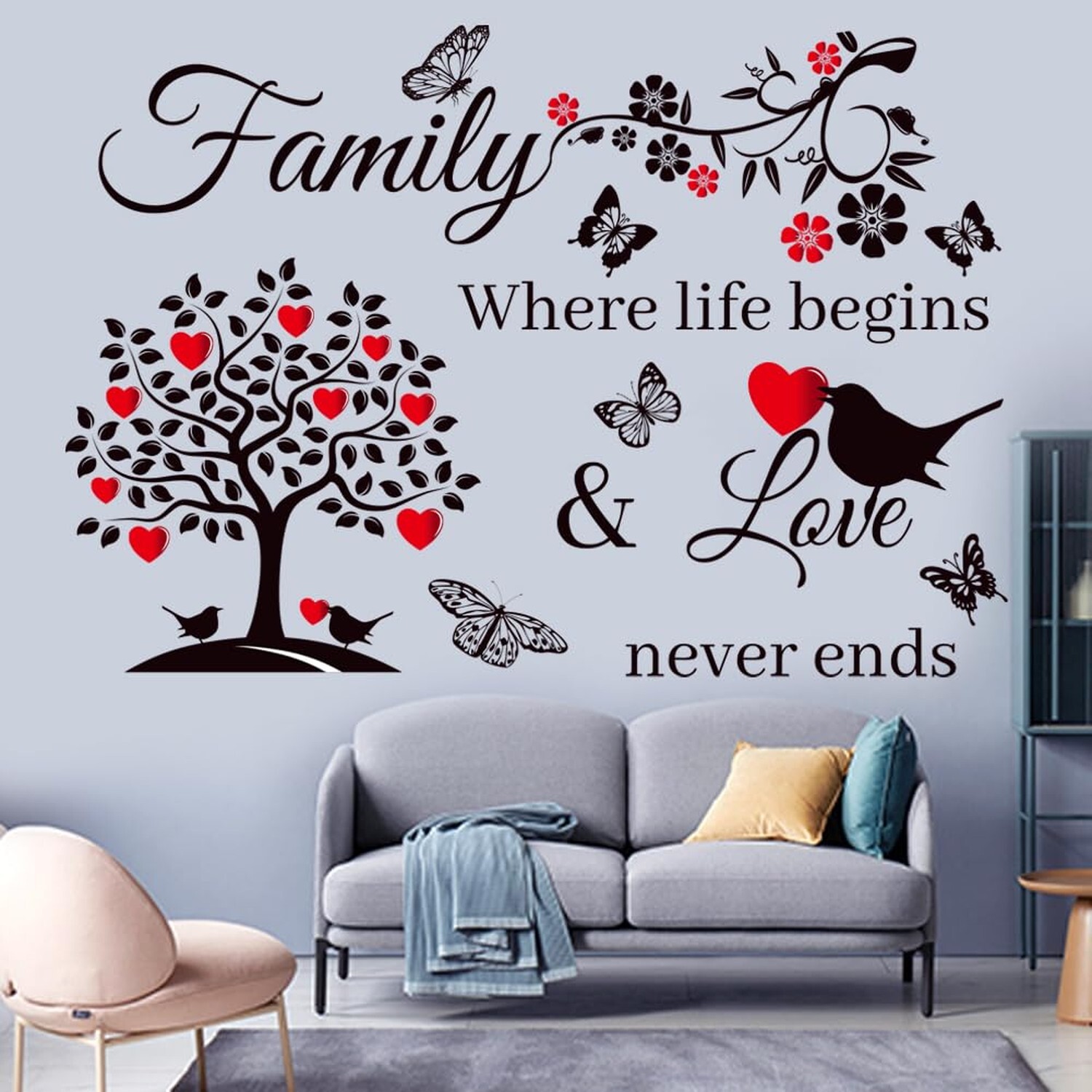 Family Wall Decor Family Wall Stickers Living Room Decal for Home Family Wall…