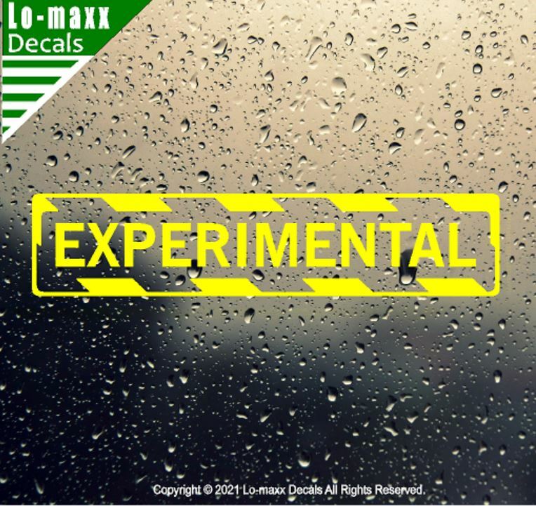 EXPERIMENTAL Aircraft With Hazard Stripes Aircraft Markings Die Cut Vinyl Decal