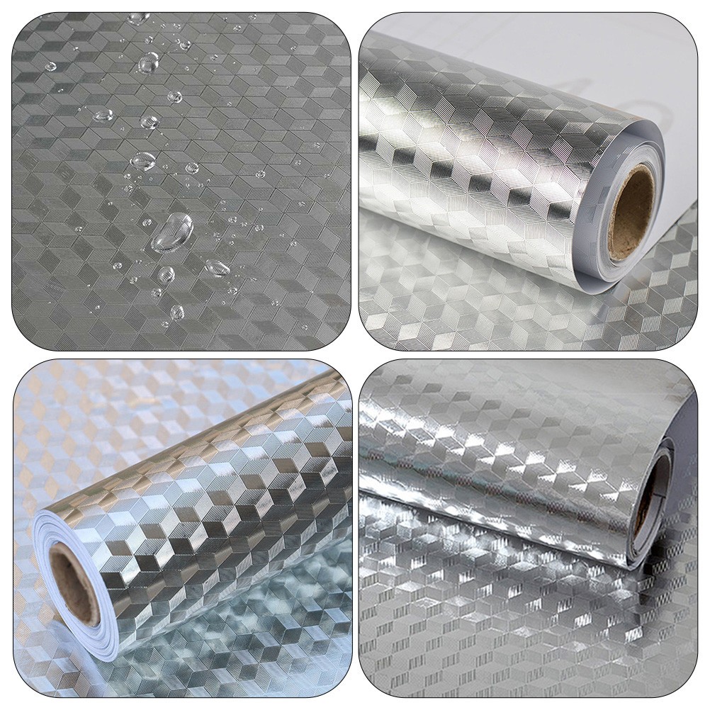 1 Roll of Kitchen Oil-proof Aluminum Foil Sticker Anti Greasy Counter Sticker
