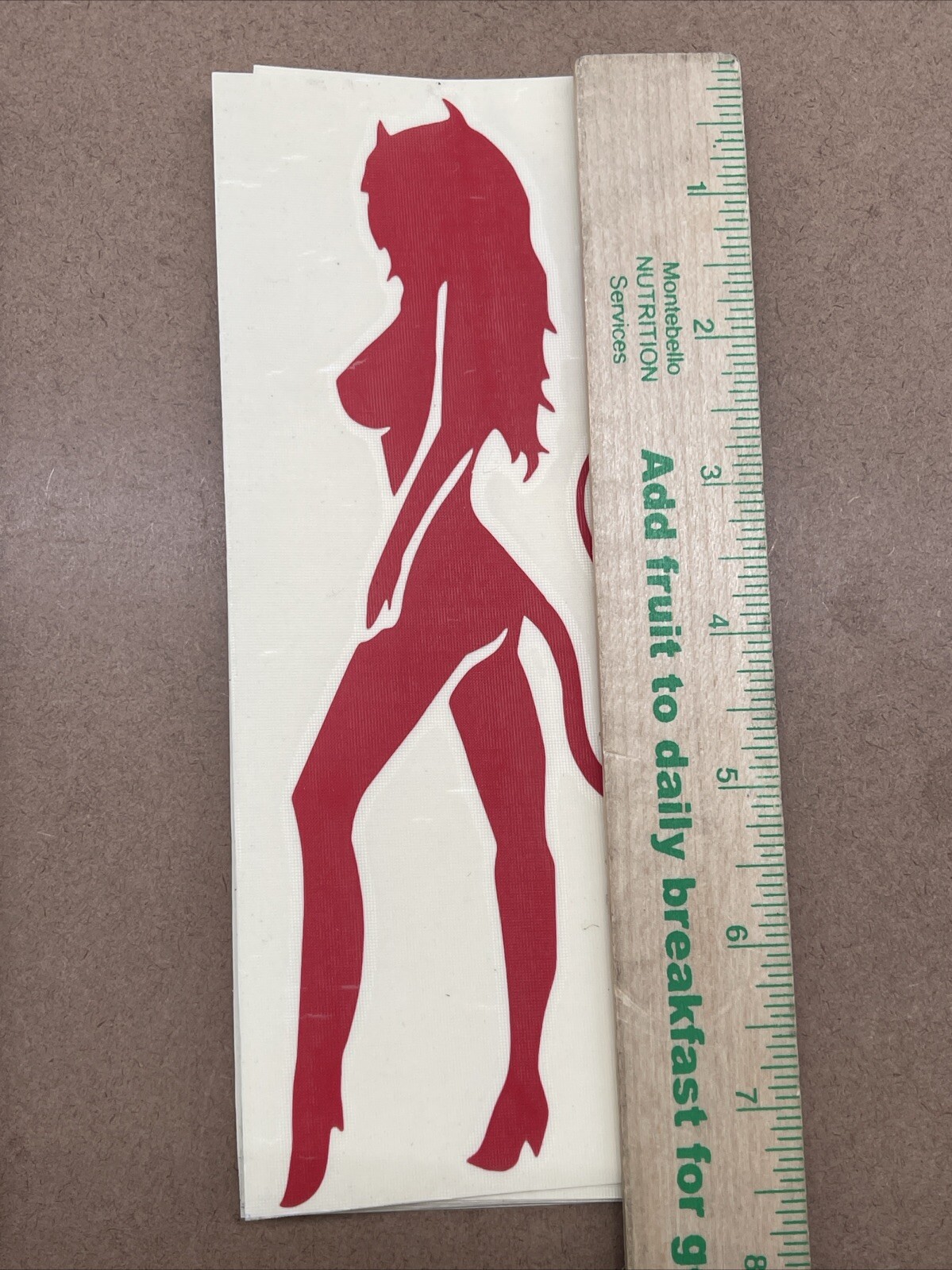 Set Of 2 Devil & Angel Girls Red Vinyl Decal: 8” X 3”, Not For Porous Surfaces