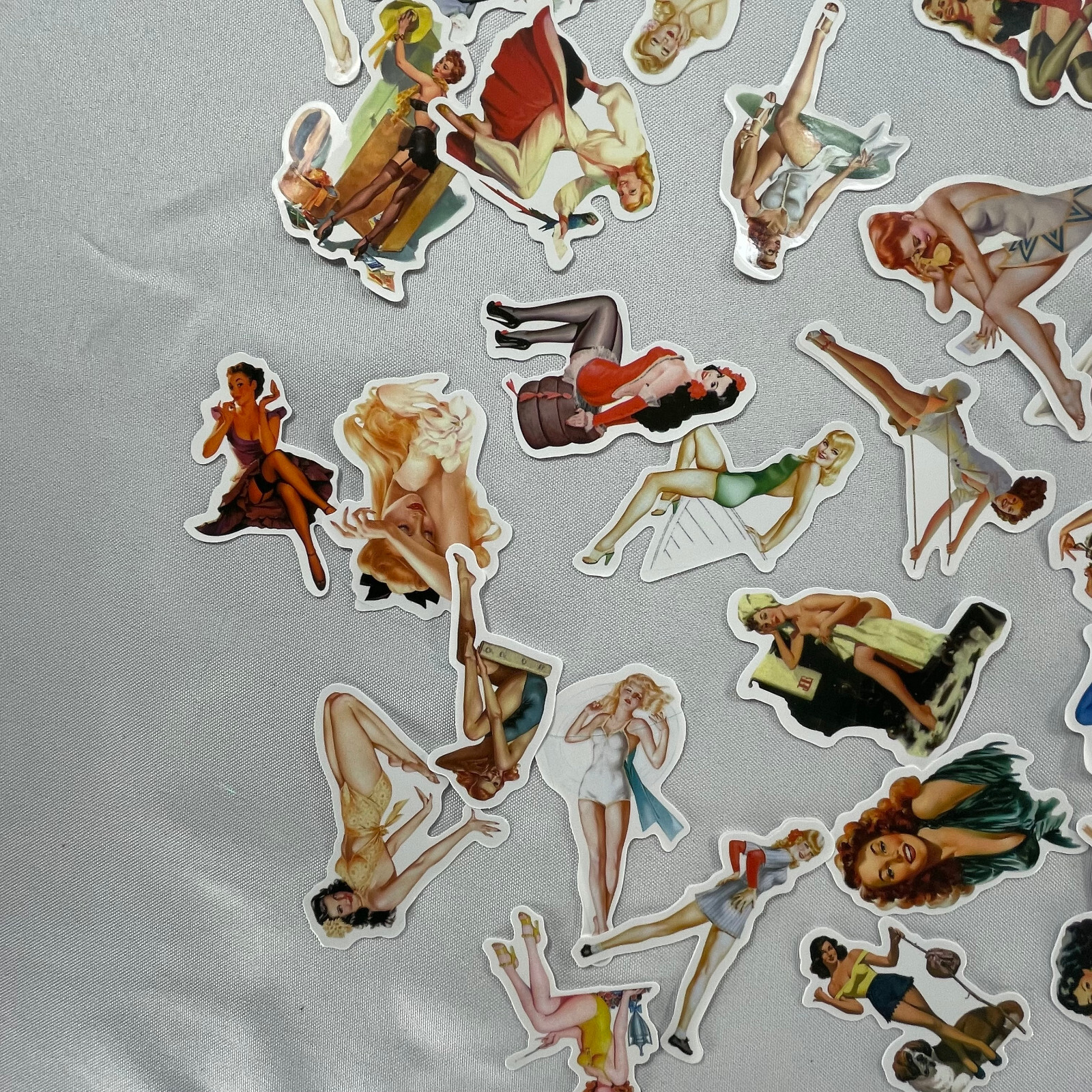 Lot of 66 Different 1" – 3" Vintage Style Female PinUp Stickers hot girls women
