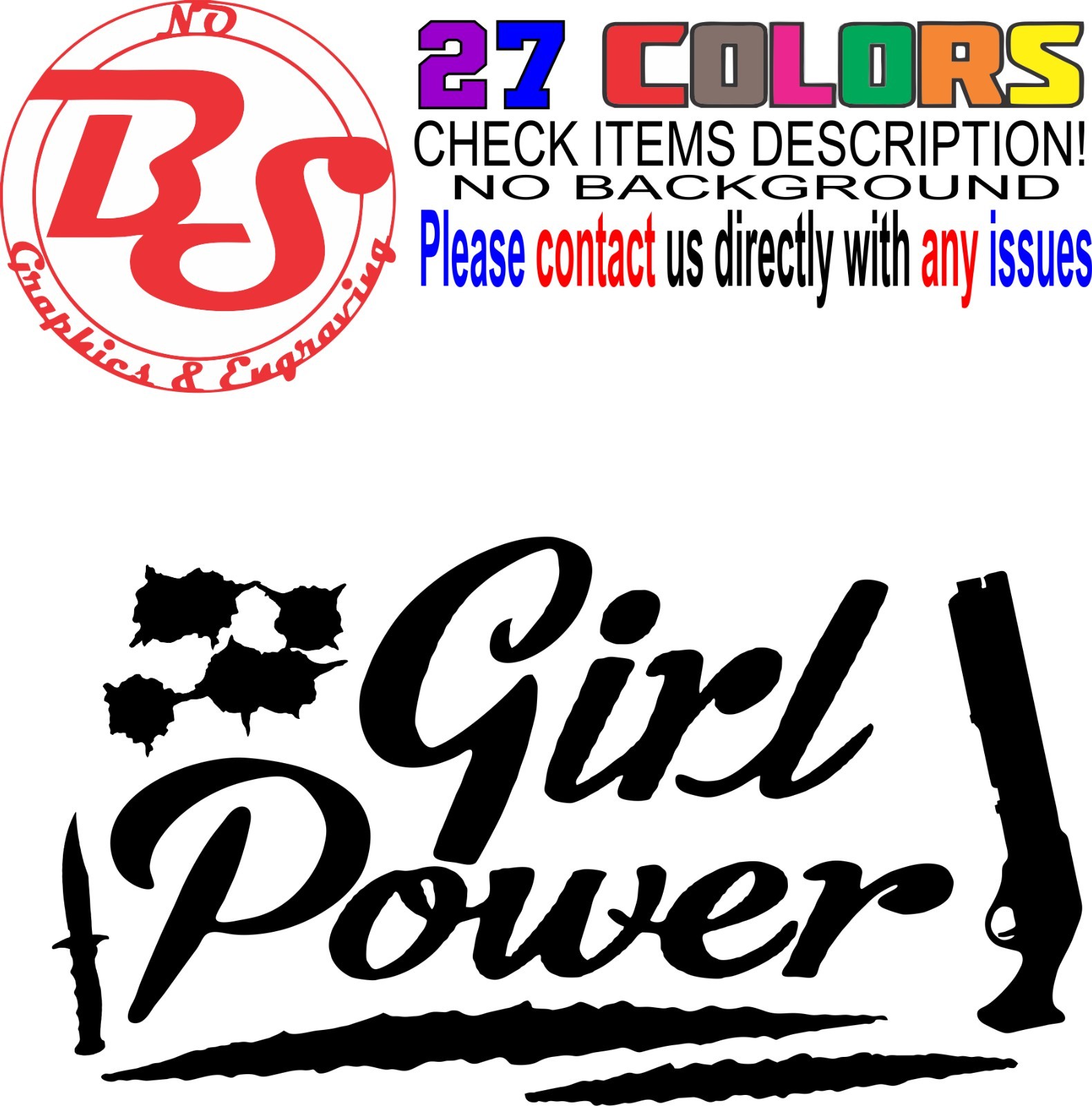 6" 2A Girl Power Vinyl Decal AR15 Pistol Sticker Gun AK47 Mom Female Woman noBS