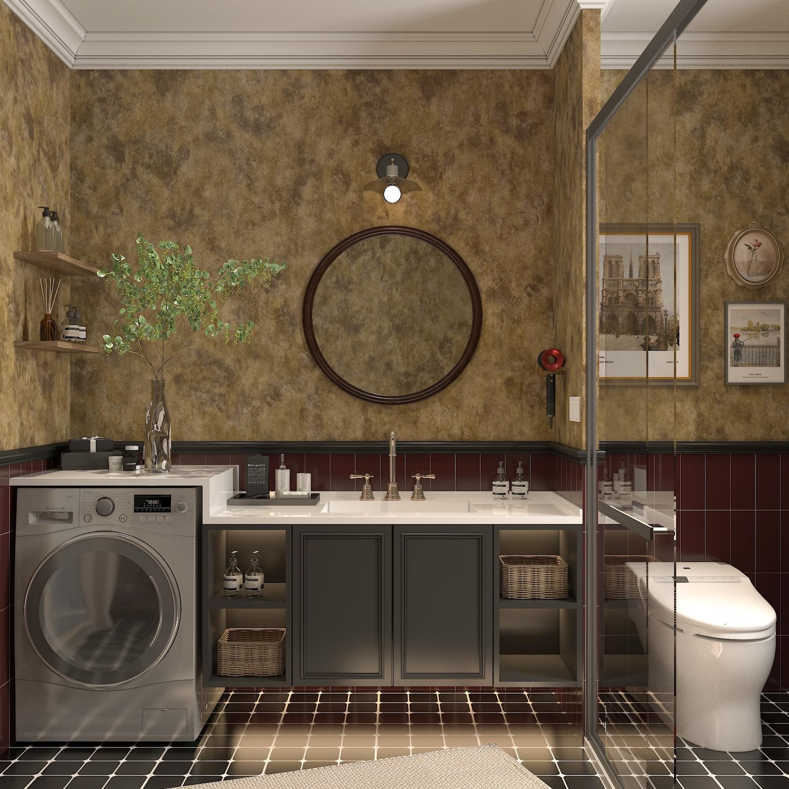 BAYYA Copper Wall Paper Peel and Stick Modern Removable Concrete Wallpaper Go…