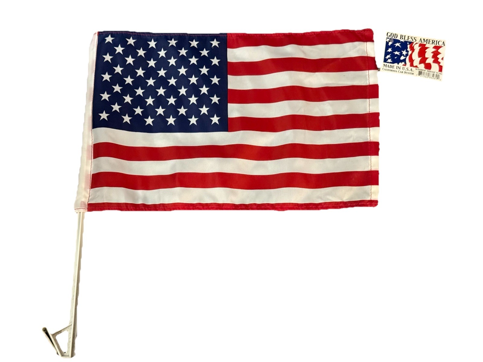 2 Pack 16X10 Inch American Car Flags with Window Clip Vehicle Window Mount Flag