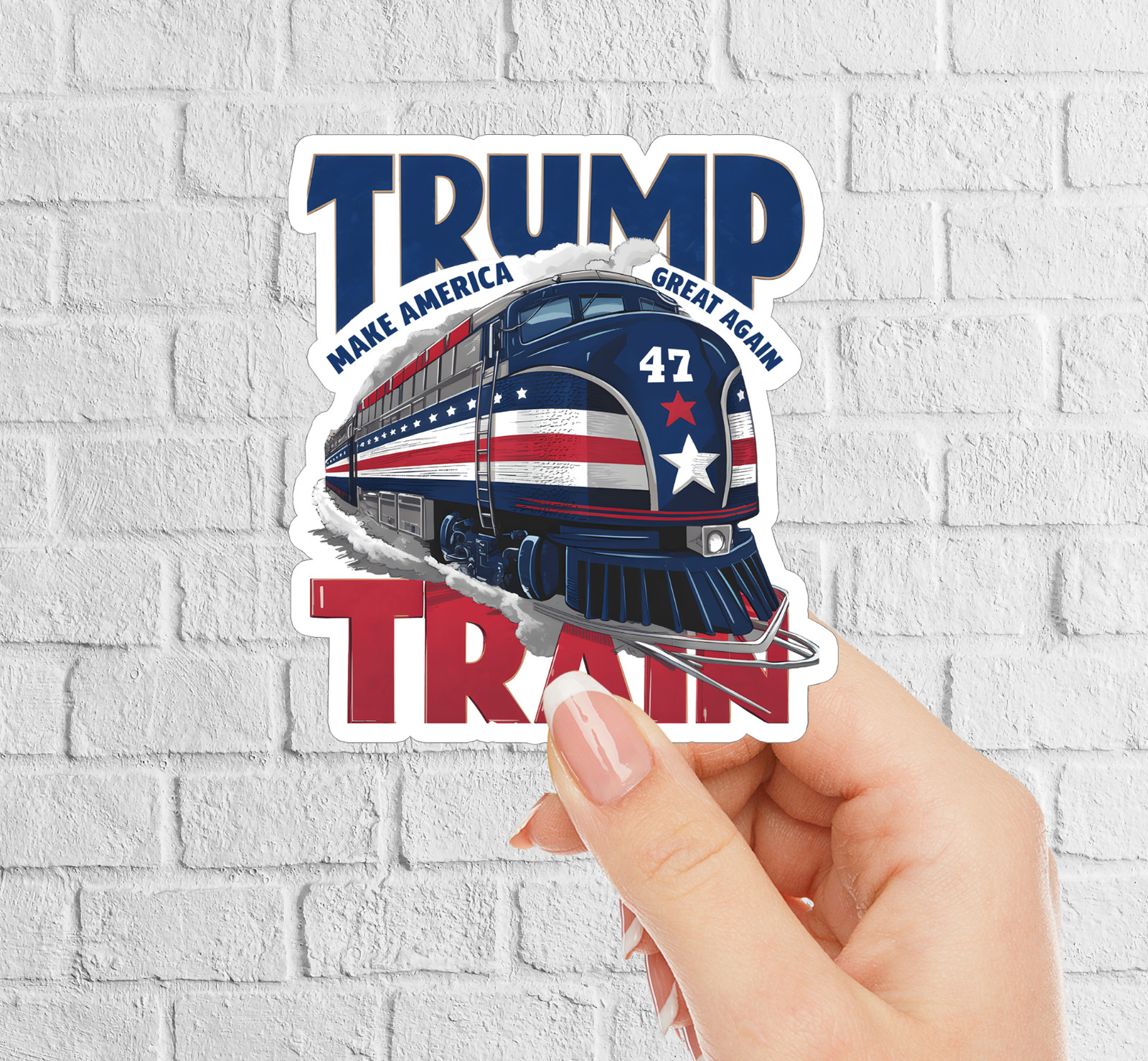 TRUMP TRAIN Sticker 2024 -Make US Great Again- MAGA Vinyl Decal – 3 x 3.5 INCHES